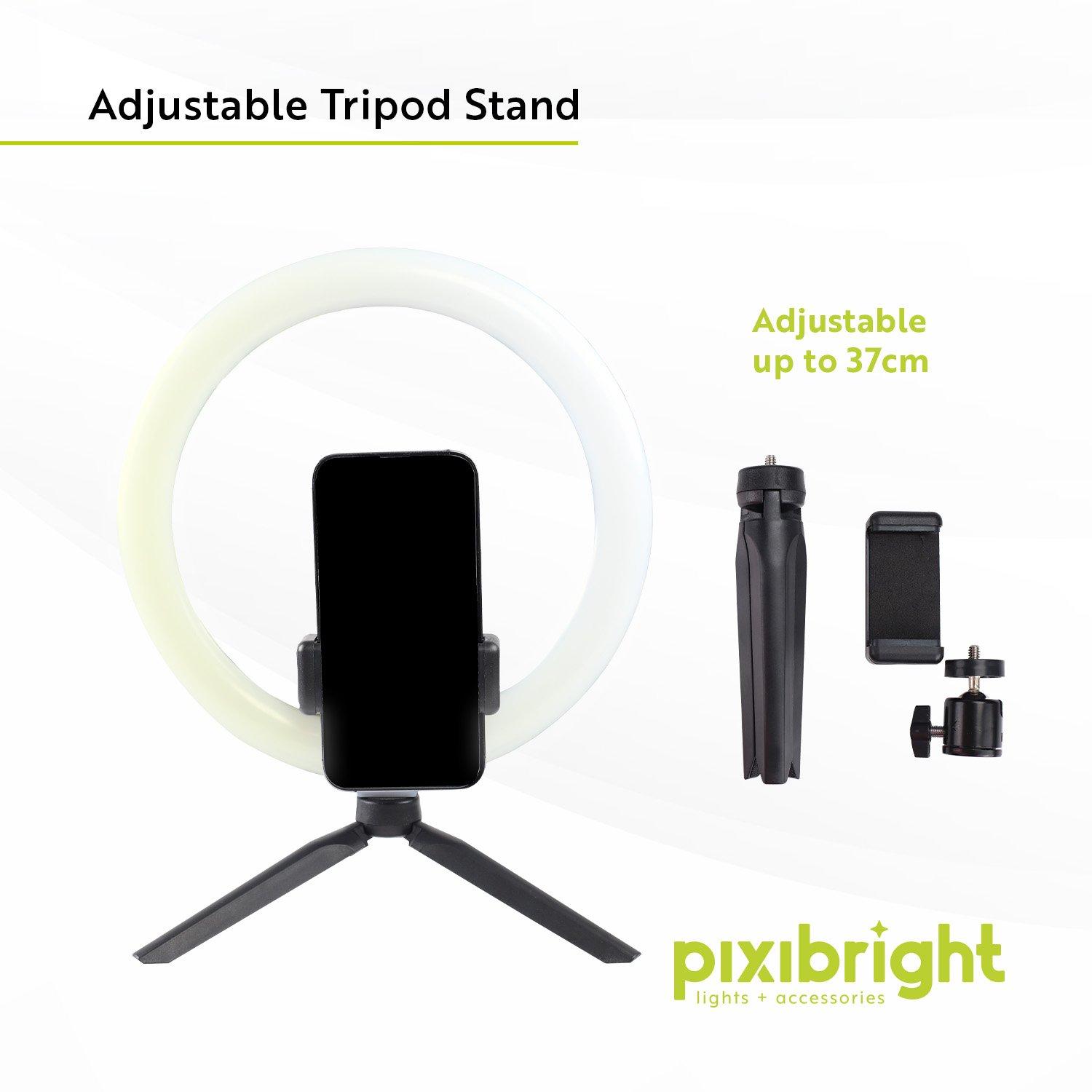 Black - Pixibright - White Ring Light Selfie Sticks - 3