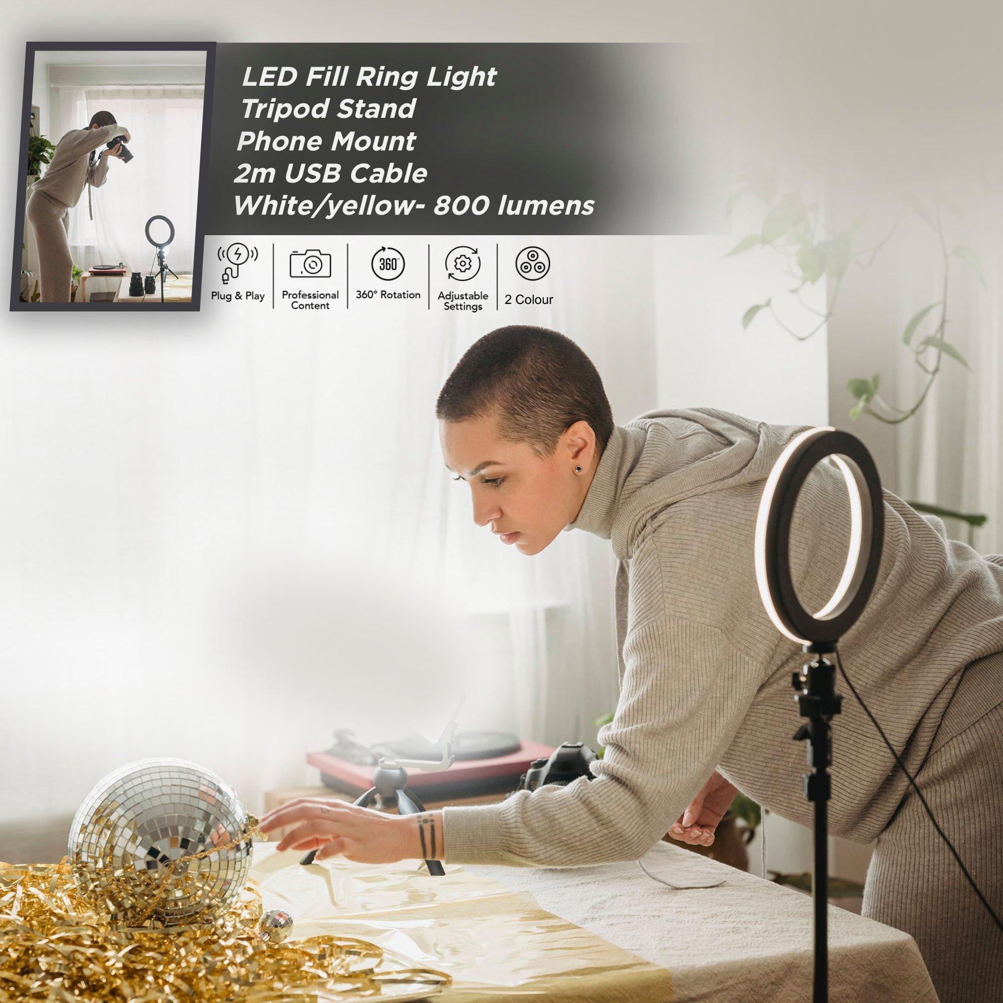 Black - Pixibright - White Ring Light Selfie Sticks - 5