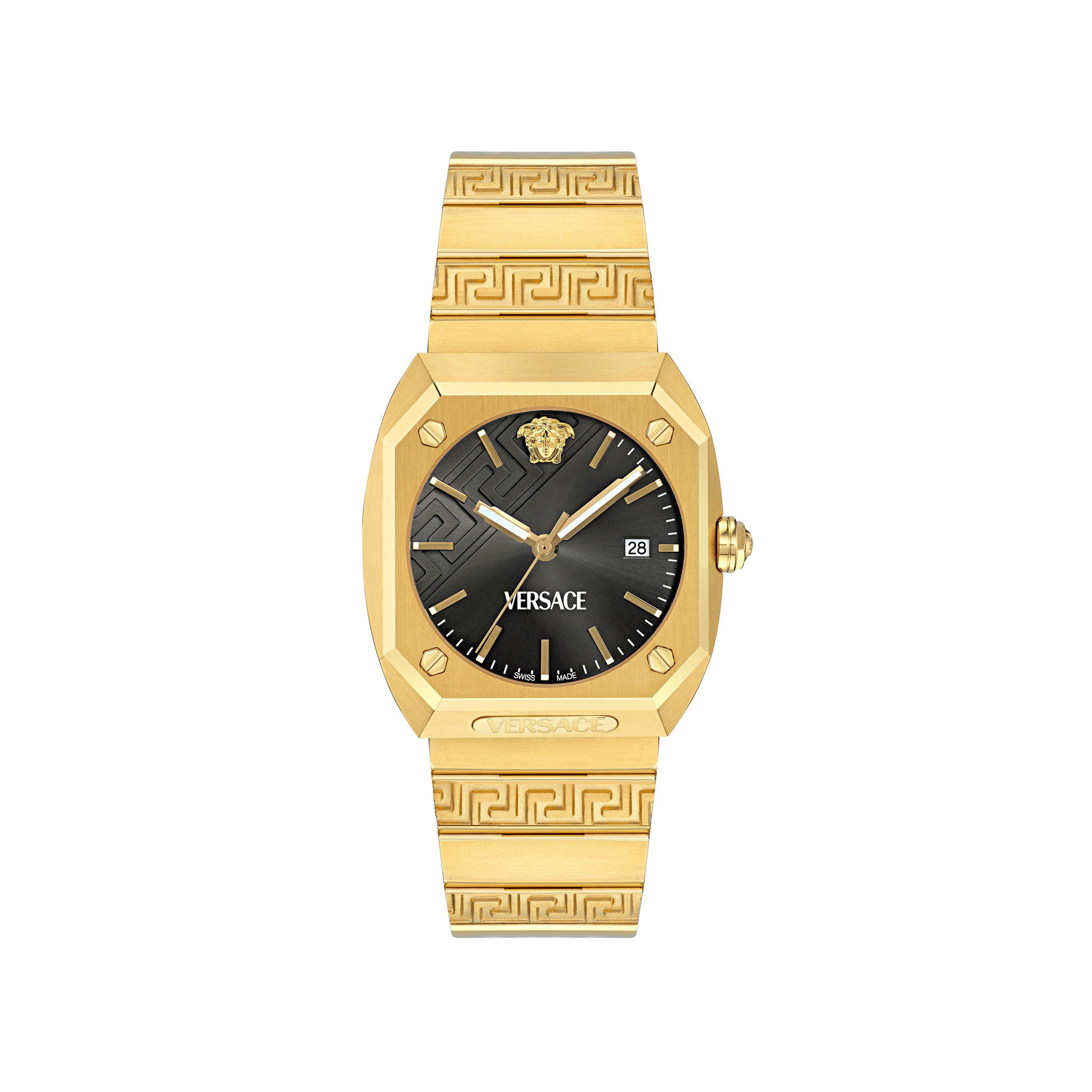 Versace Men's Antare Quartz Analogue Watch - Black/Gold - Size 44mm