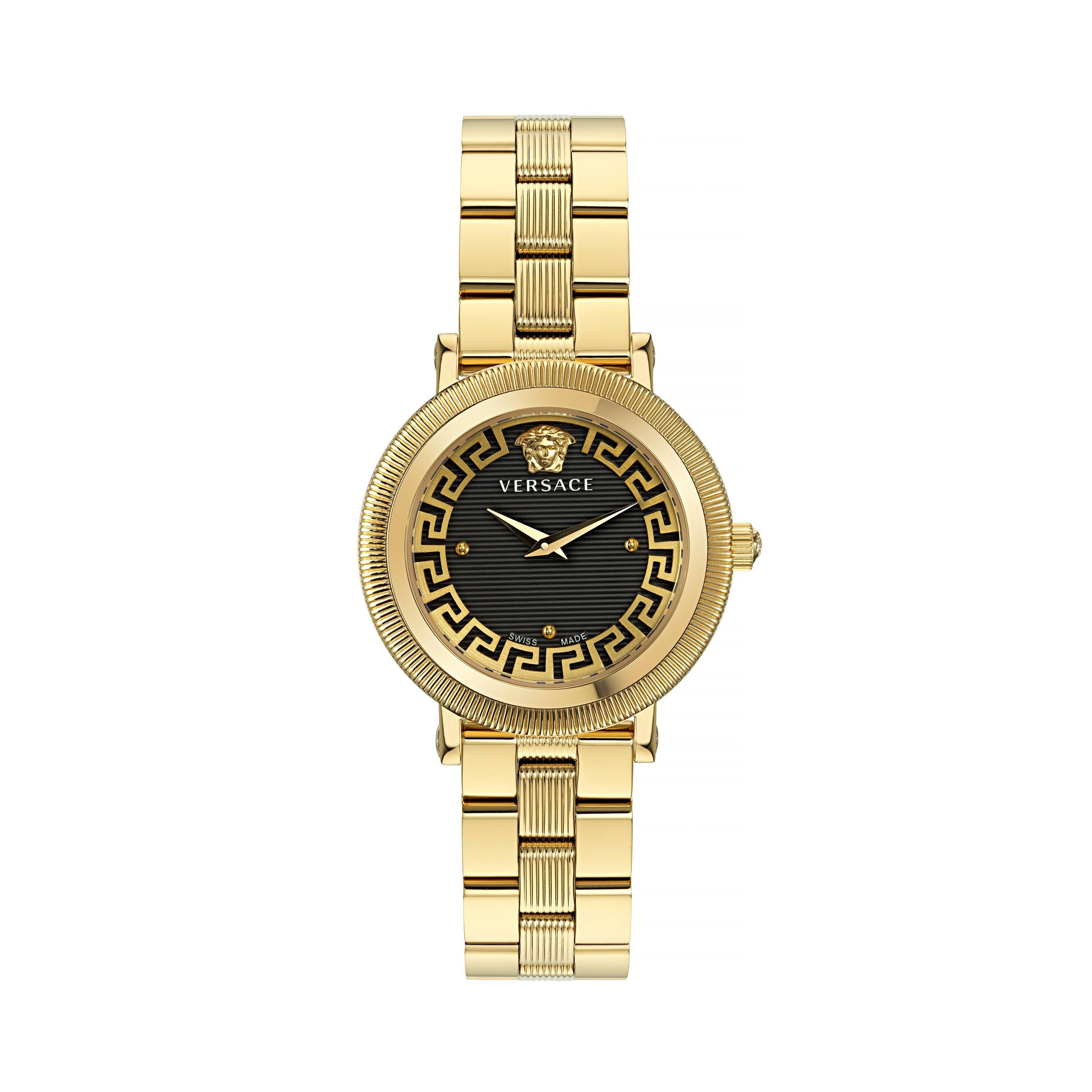 Versace Greca Flourish Quartz Analogue Watch - Black/Gold - Size 35 mm
