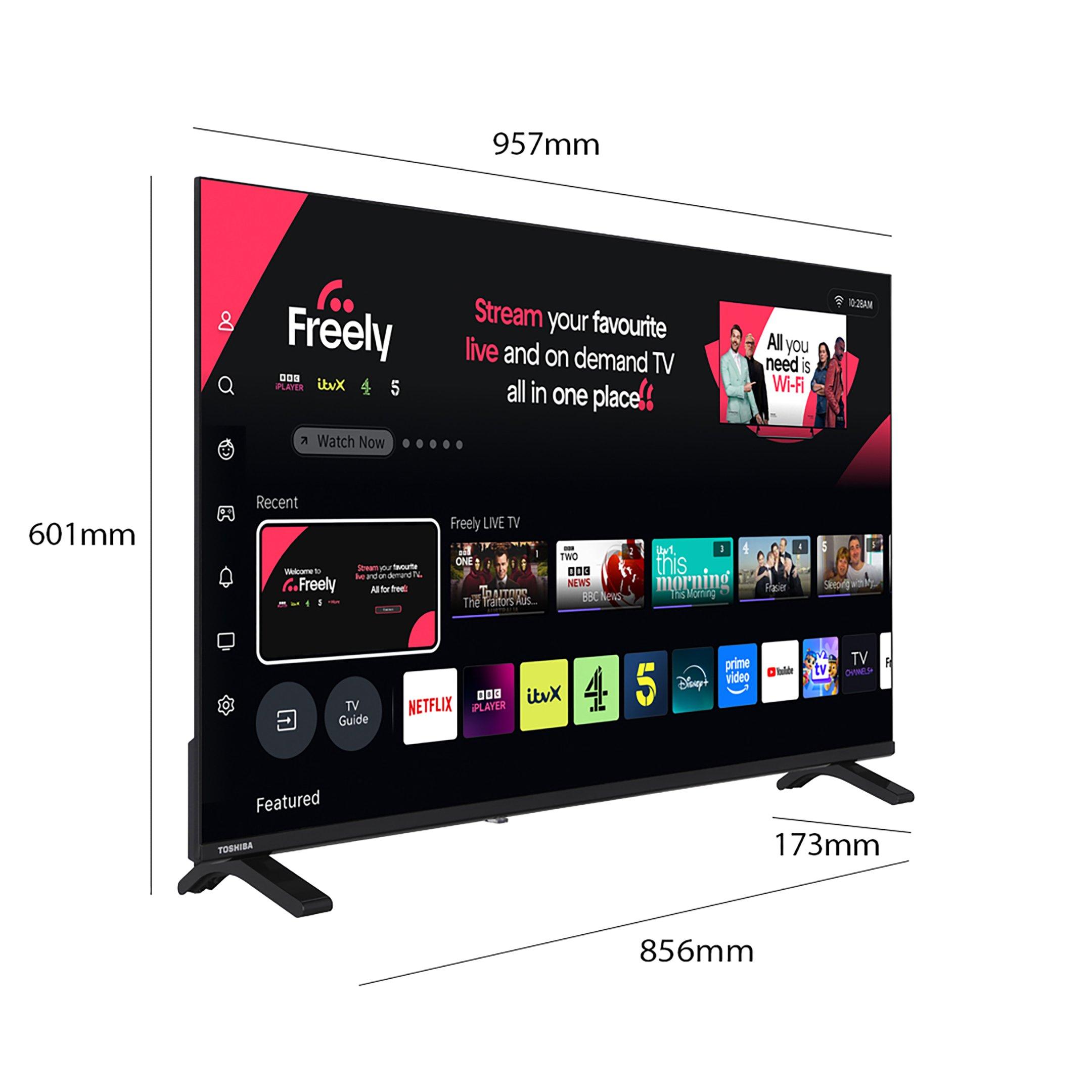 Black - Toshiba - Toshiba 43UV1563DB 43 inch 4k Ultra HD Freely TV - 4