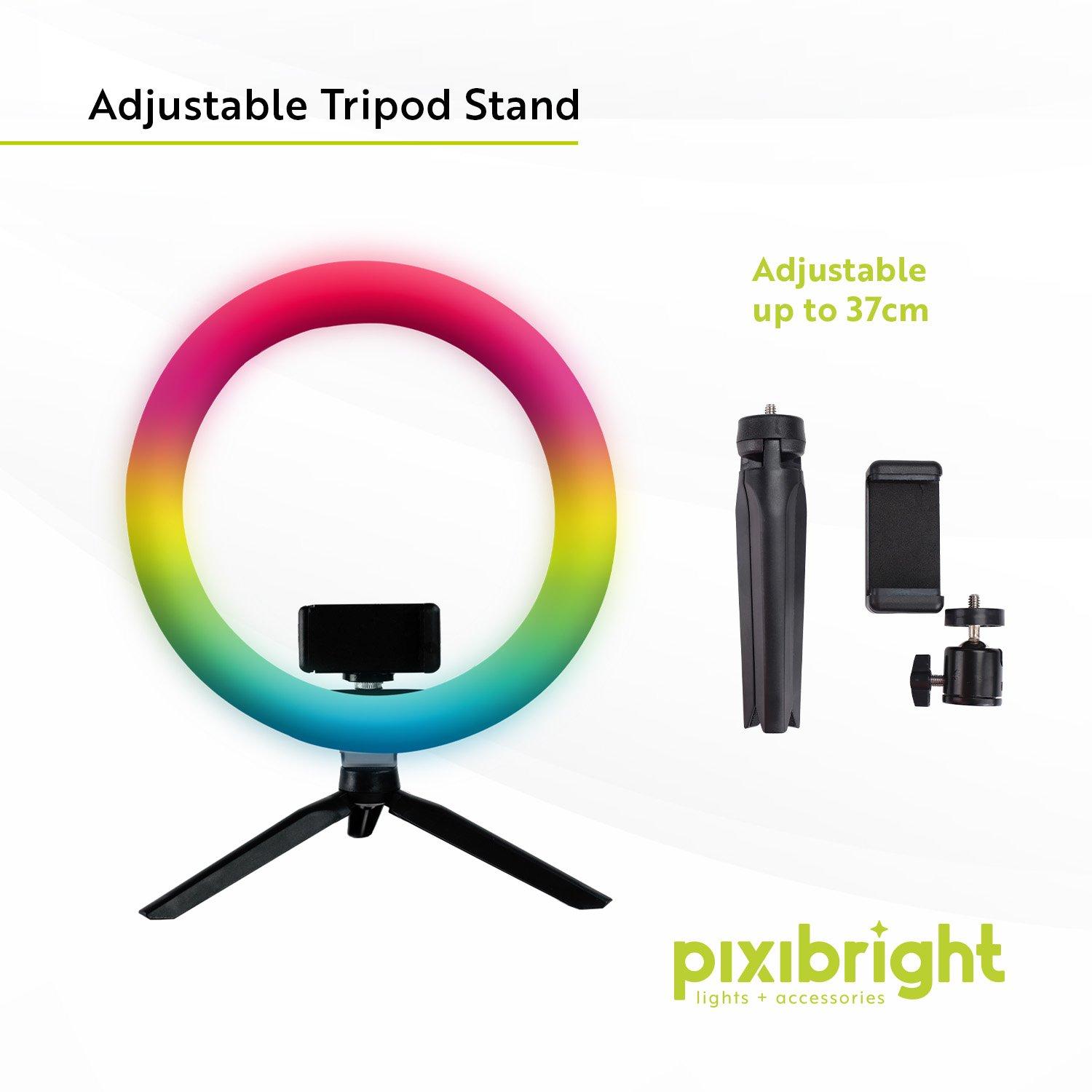 Black - Pixibright - RGB Ring Light Selfie Sticks - 3