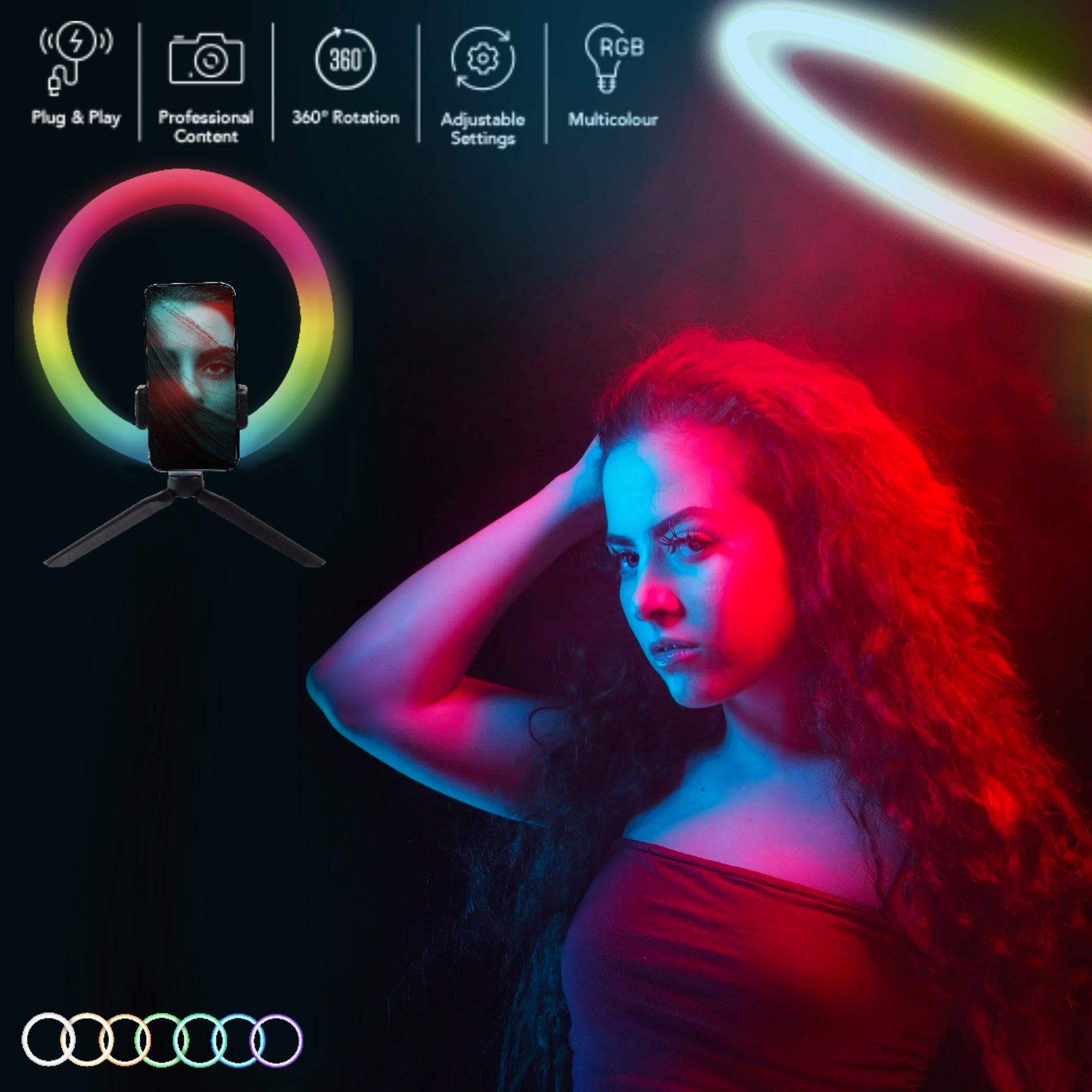 Black - Pixibright - RGB Ring Light Selfie Sticks - 5