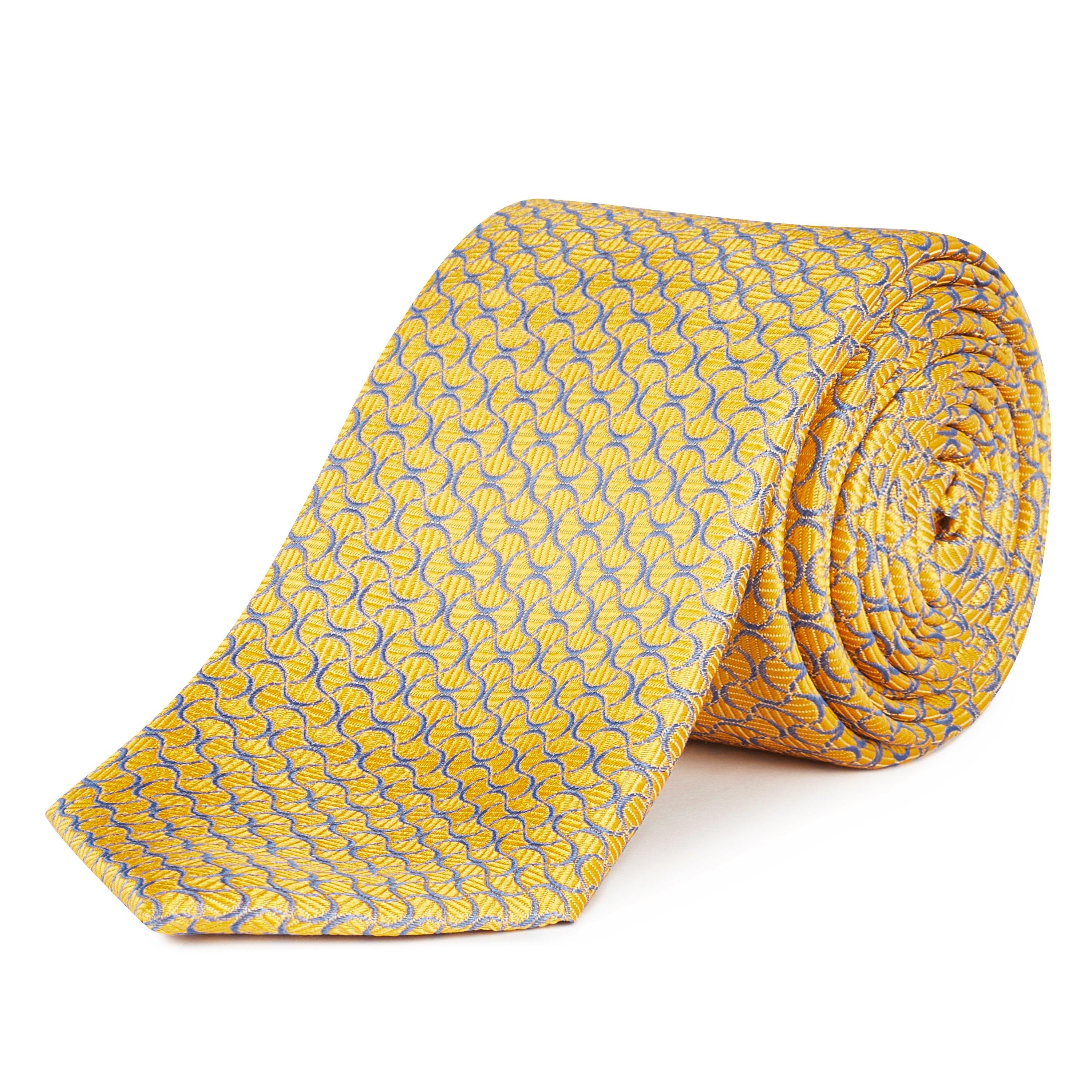Haines And Bonner Men's Silk Geo Tie - Yellow