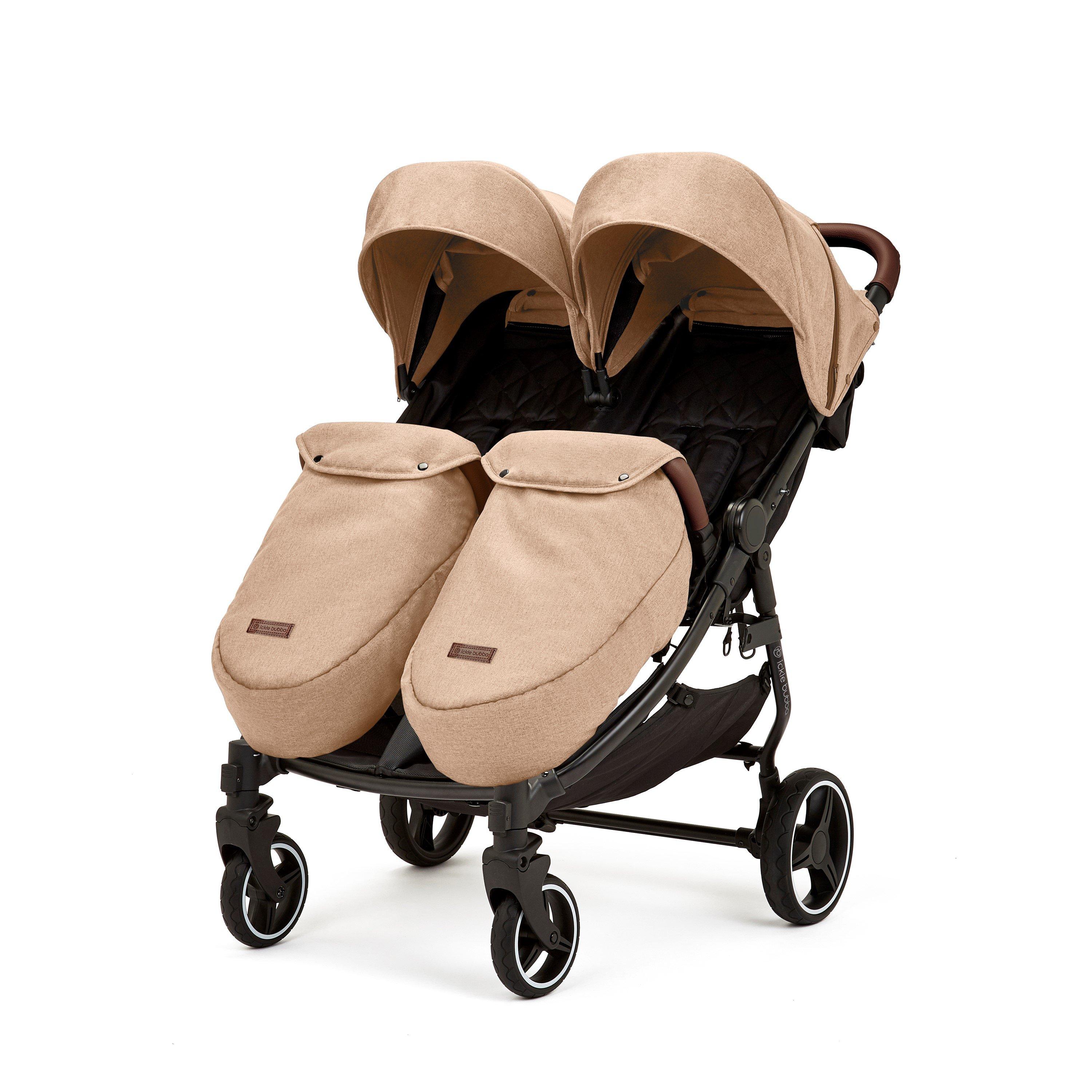 Ickle Bubba Venus Max Double Stroller - Black / Biscuit / Tan - Image 7