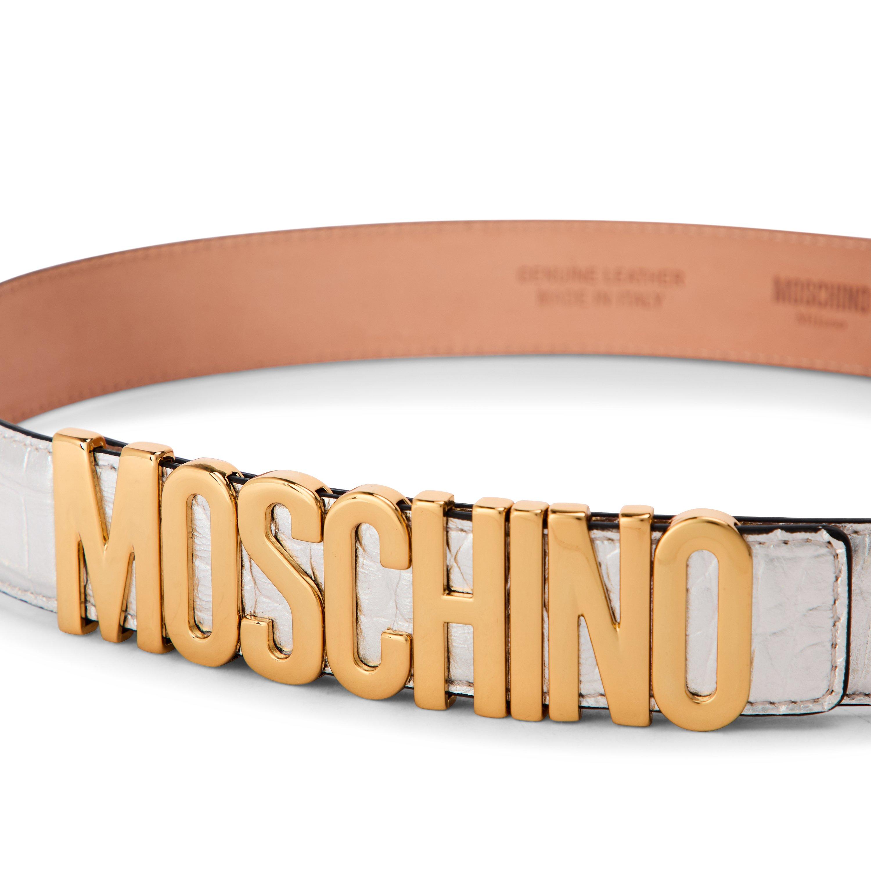 Silver - Moschino - Moschino Leather Belt - 3