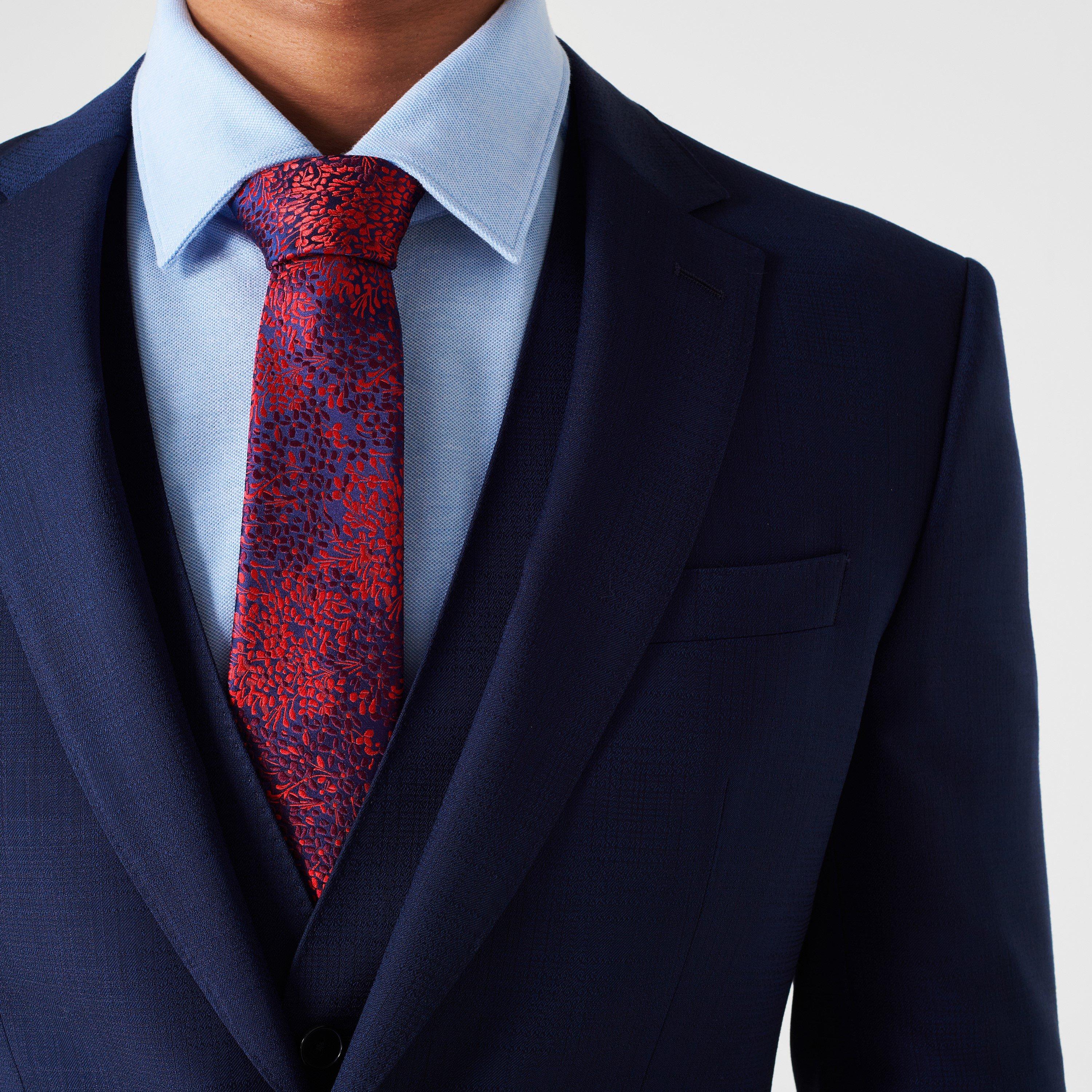 Red - Haines and Bonner - Silk Floral Tie - 2