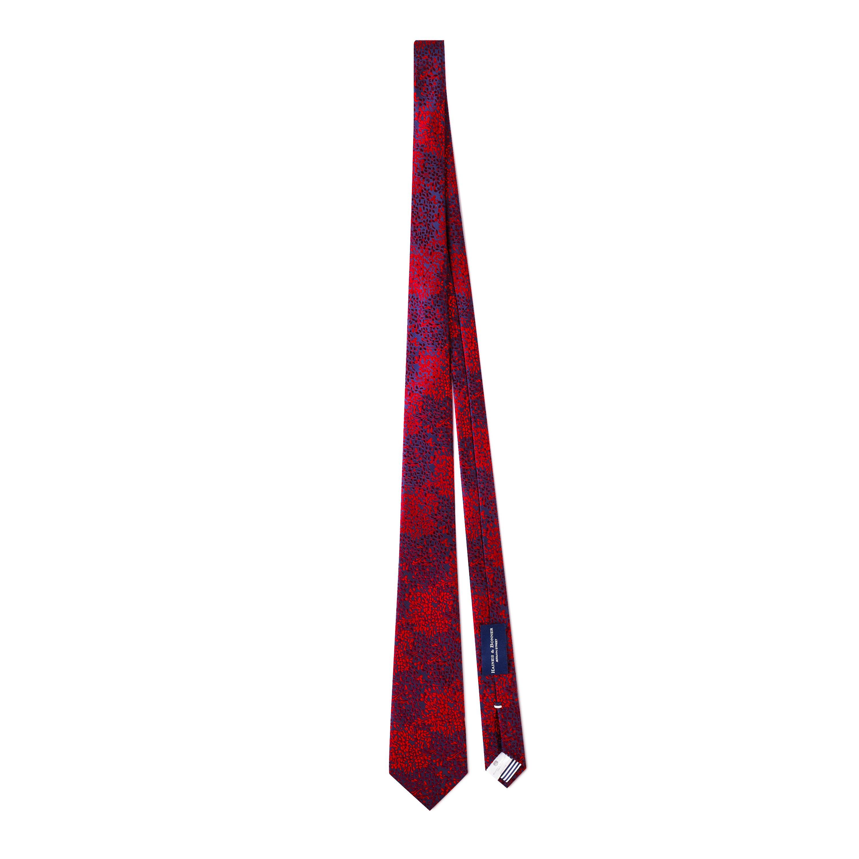 Red - Haines and Bonner - Silk Floral Tie - 3