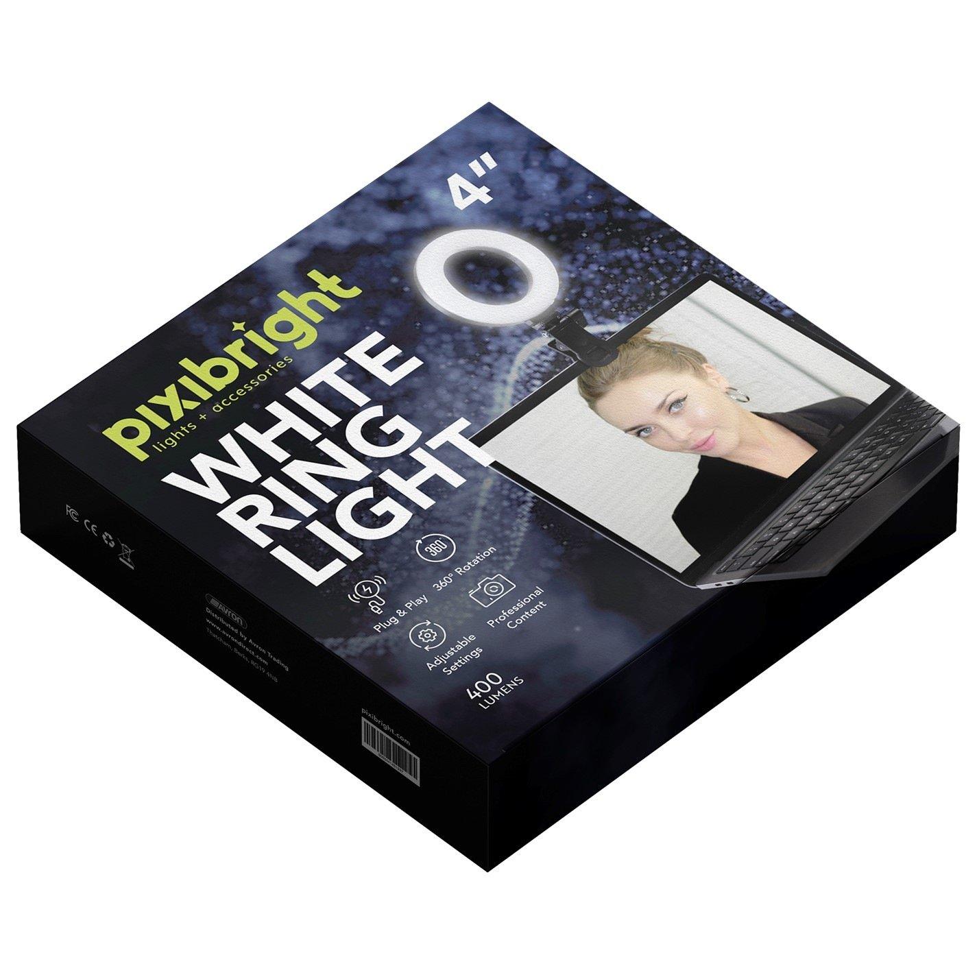 Black - Pixibright - White Ring Light Selfie Stick - 1