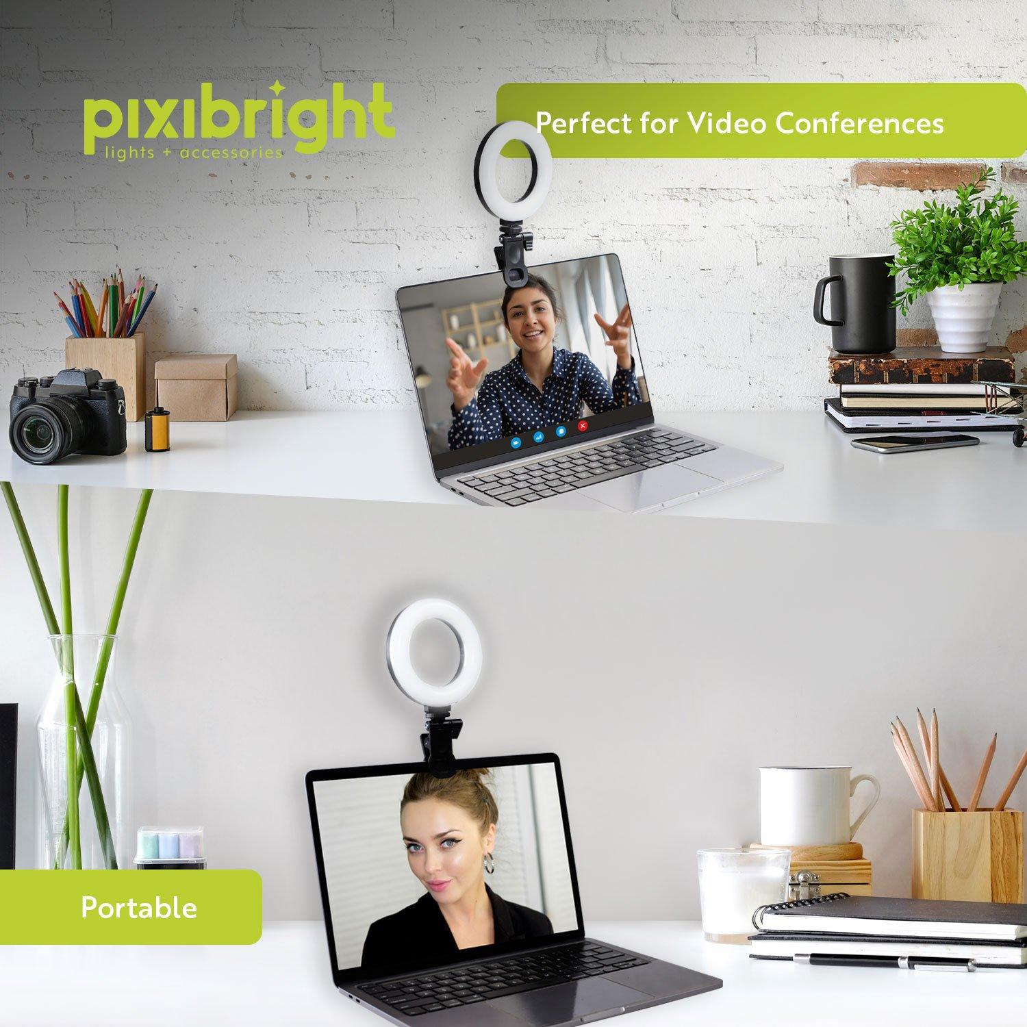 Black - Pixibright - White Ring Light Selfie Stick - 4