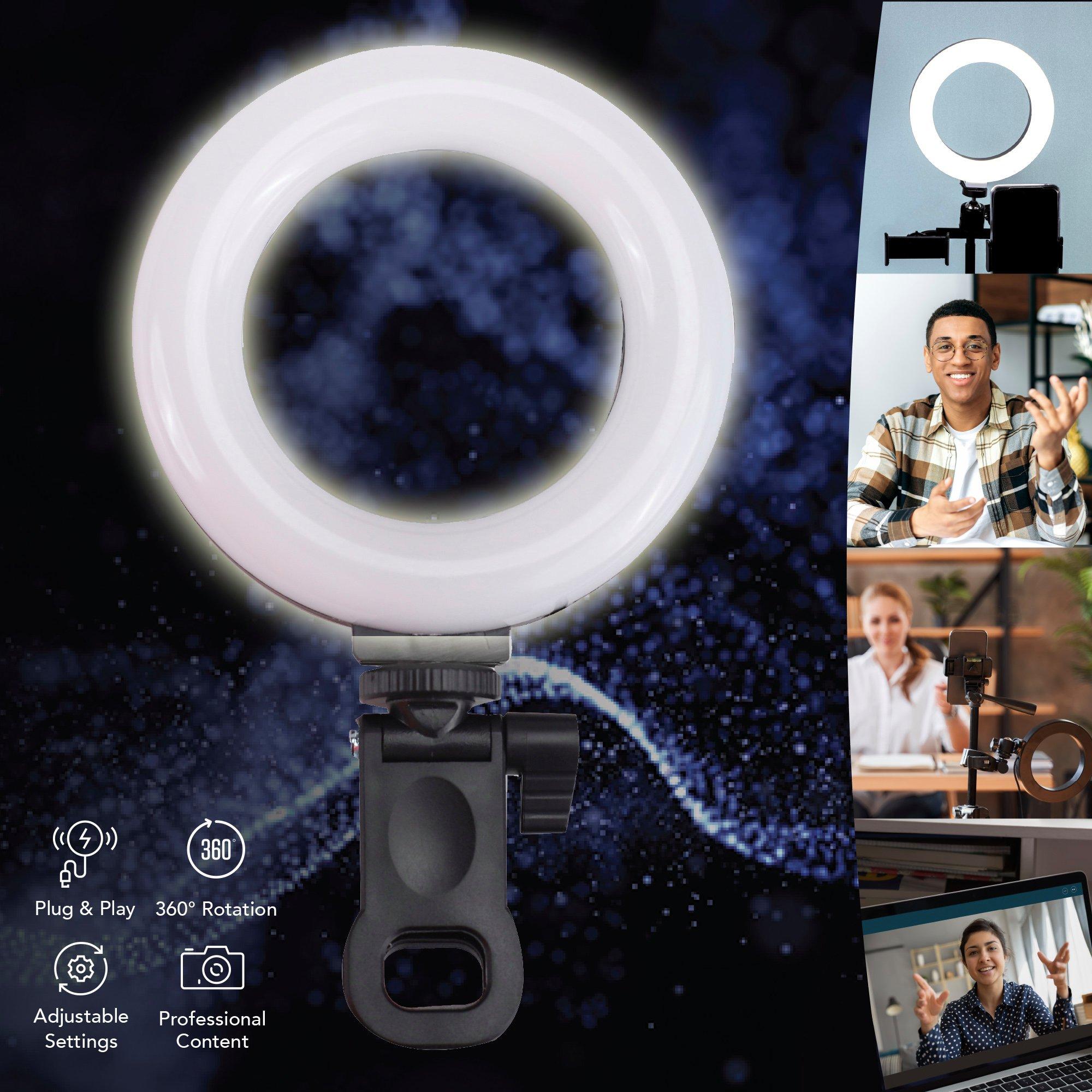 Black - Pixibright - White Ring Light Selfie Stick - 5