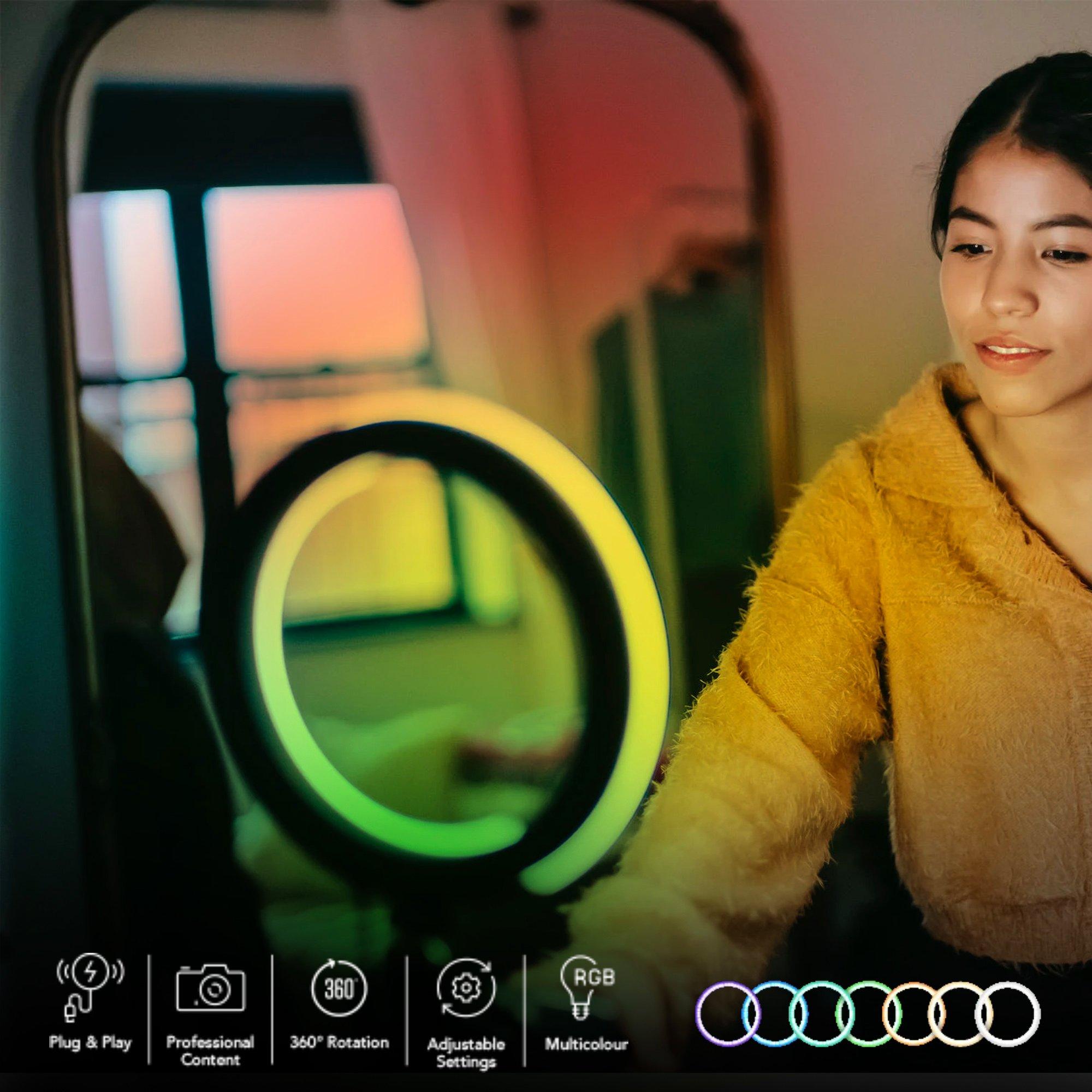 Negro - Pixibright - RGB Ring Light Selfie Sticks - 7