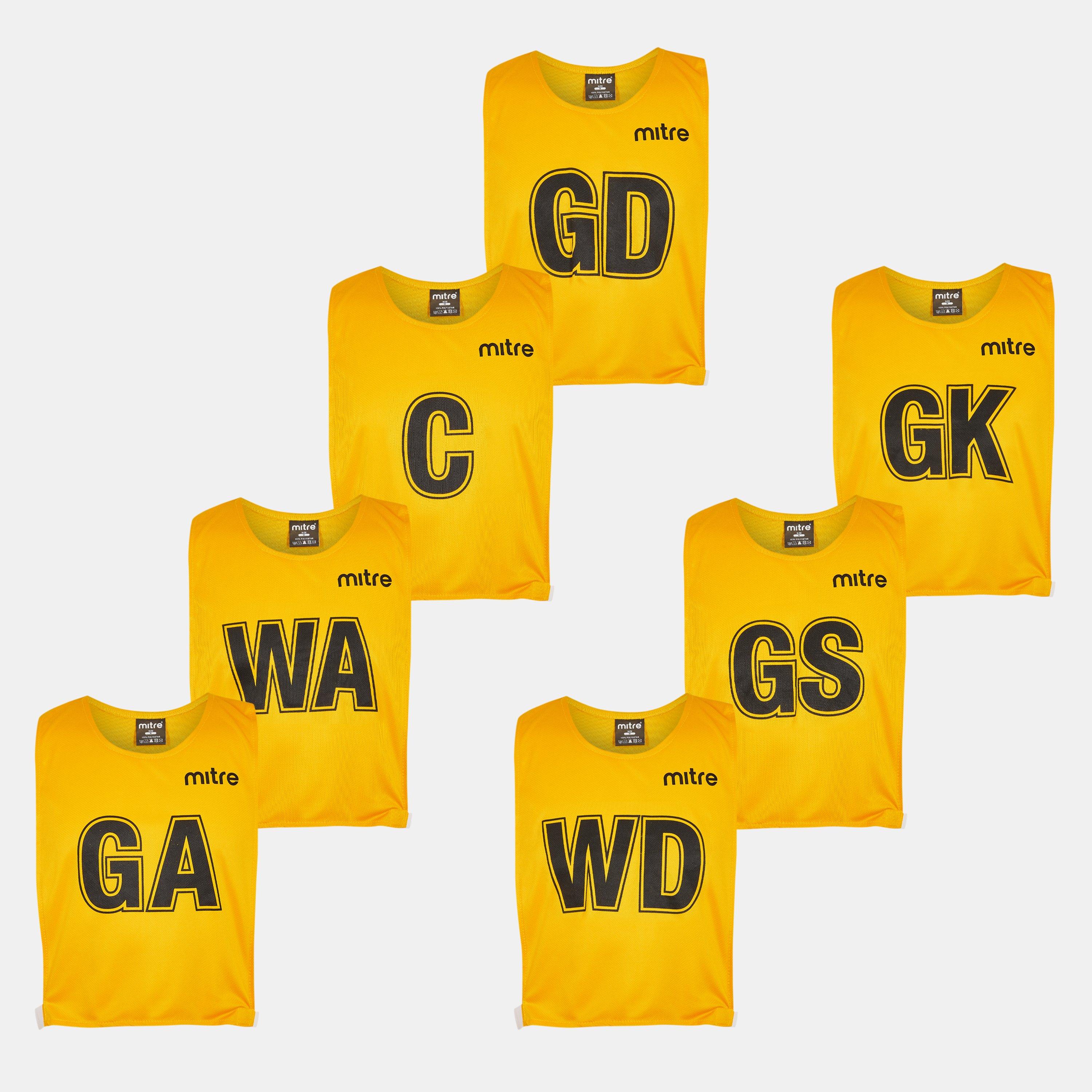 Mitre  Adults Netball Bibs - Yellow - Medium