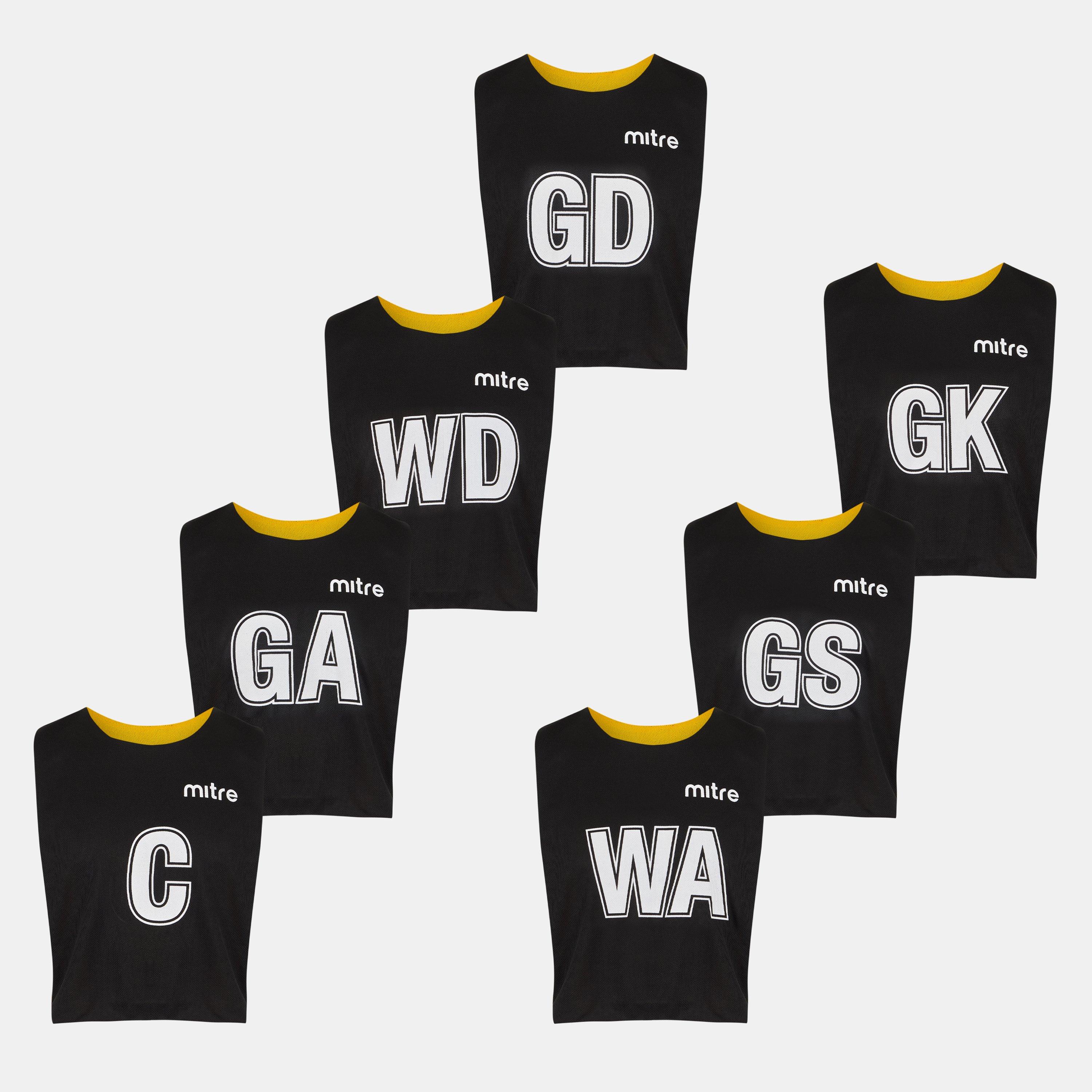 Amber/Black - Mitre - Adults Netball Bibs - 2