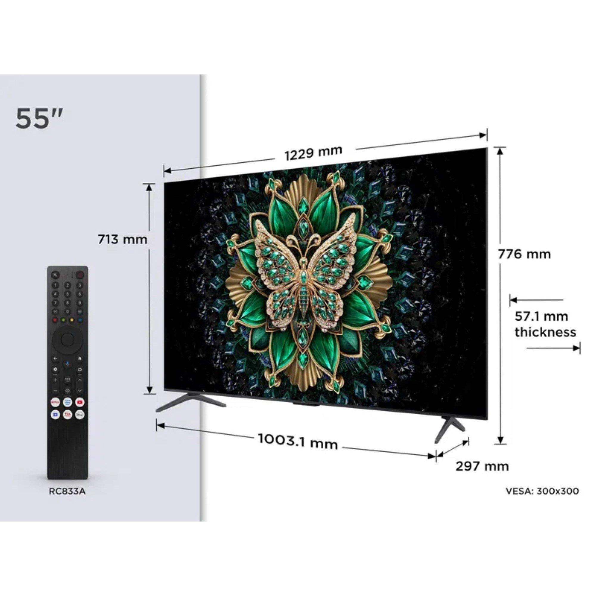 Black - TCL - TCL C6K-UK 55 inch Premium QD-Mini LED 144Hz 4K HDR High Brightness Dolby Atmos Smart Google TV - 2