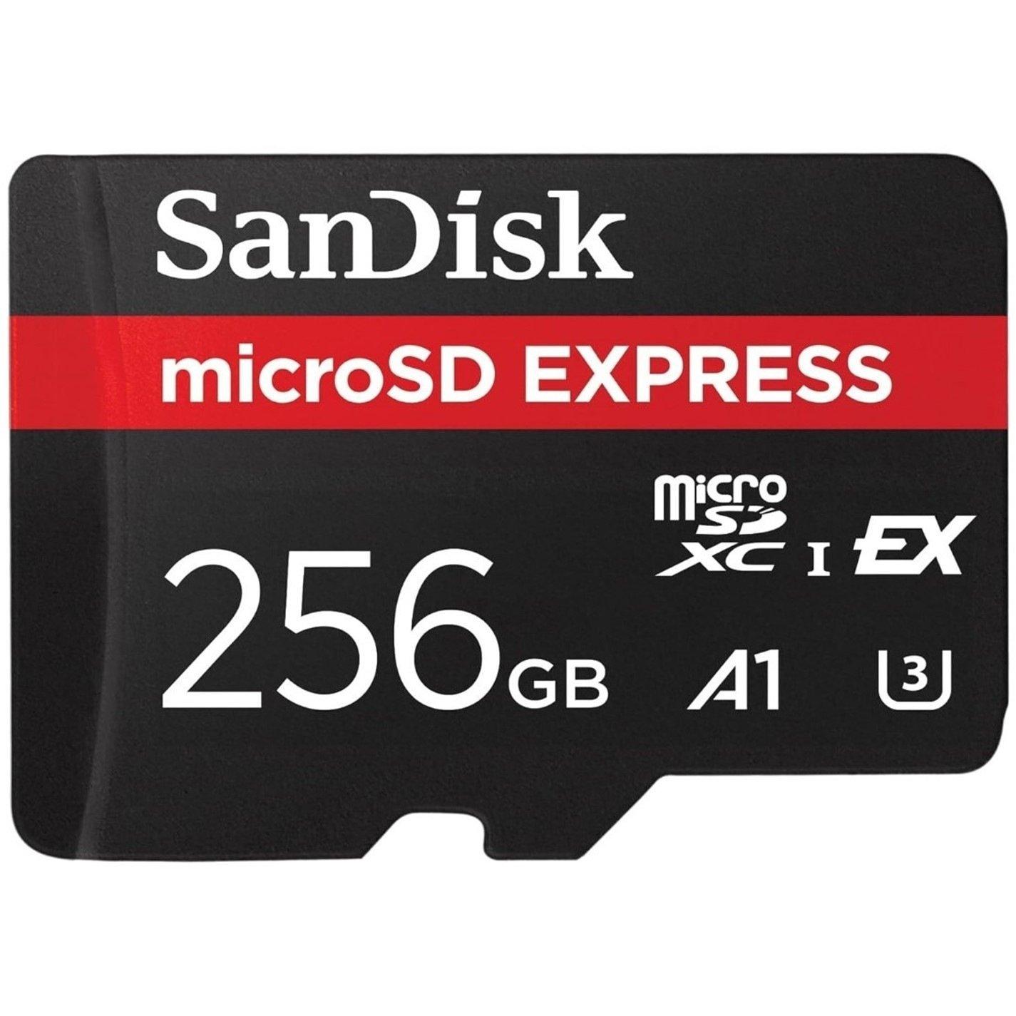 Black - SanDisk - 256GB microSD Express Card (Up to 880MB/s Read Up to 650MB/s Write)