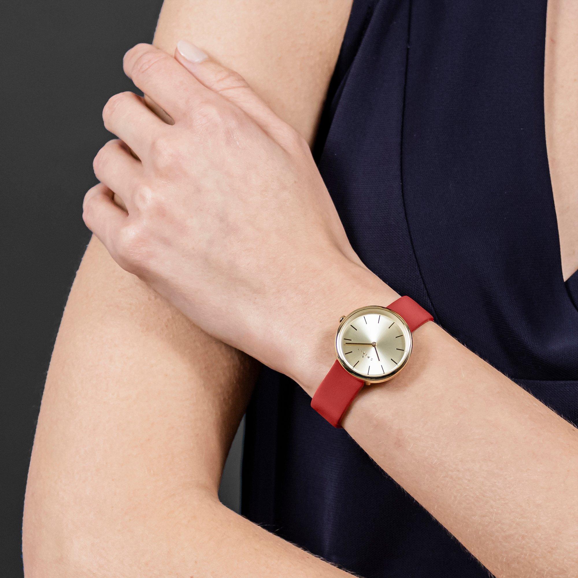 Red - Spirit - Gold Silver Strap Analogue Quartz Watch - 3