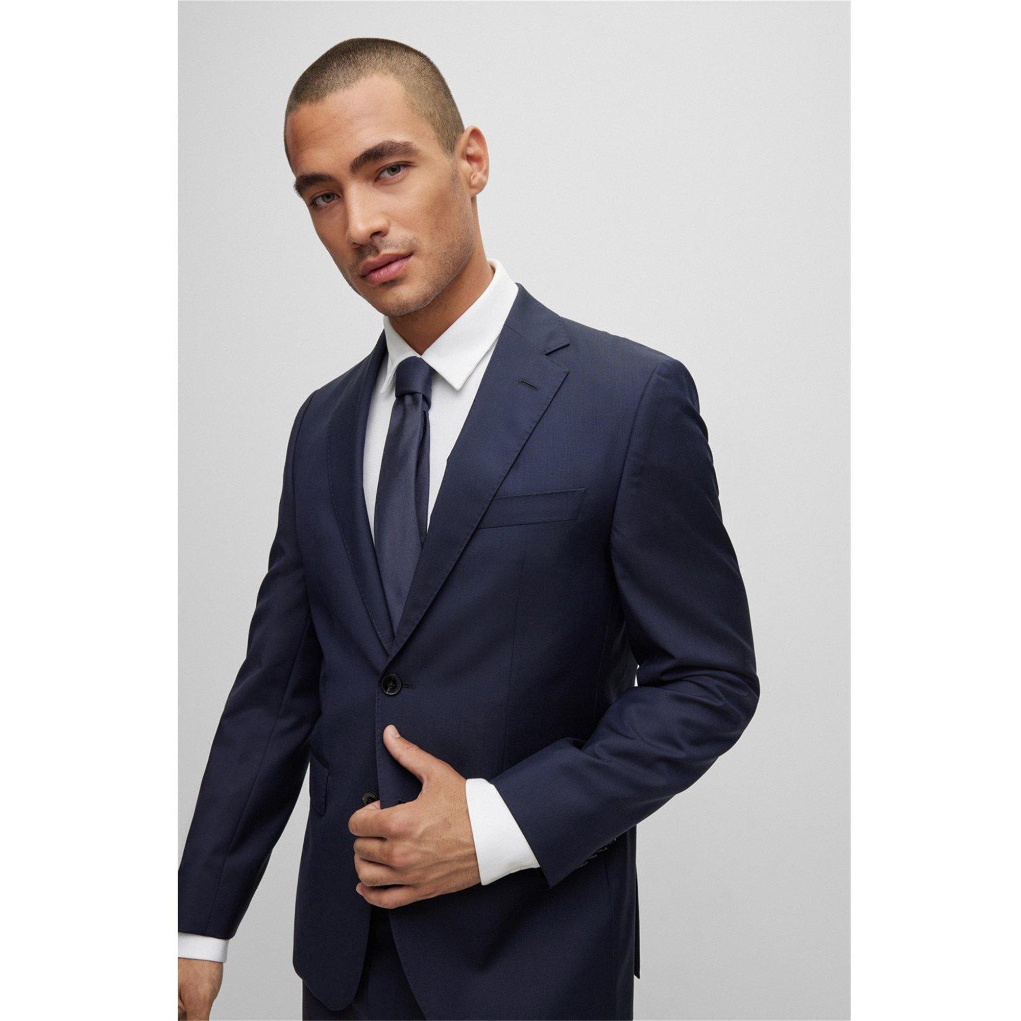 Dark Blue - Boss - Men's Classic Jacquard Woven Tie - 7