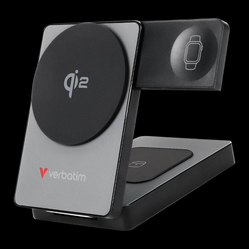 Black - Verbatim - Verbatim Charge ‘n’ Go 5000mAh Qi2 Magnetic Wireless Charging Power Bank - 1