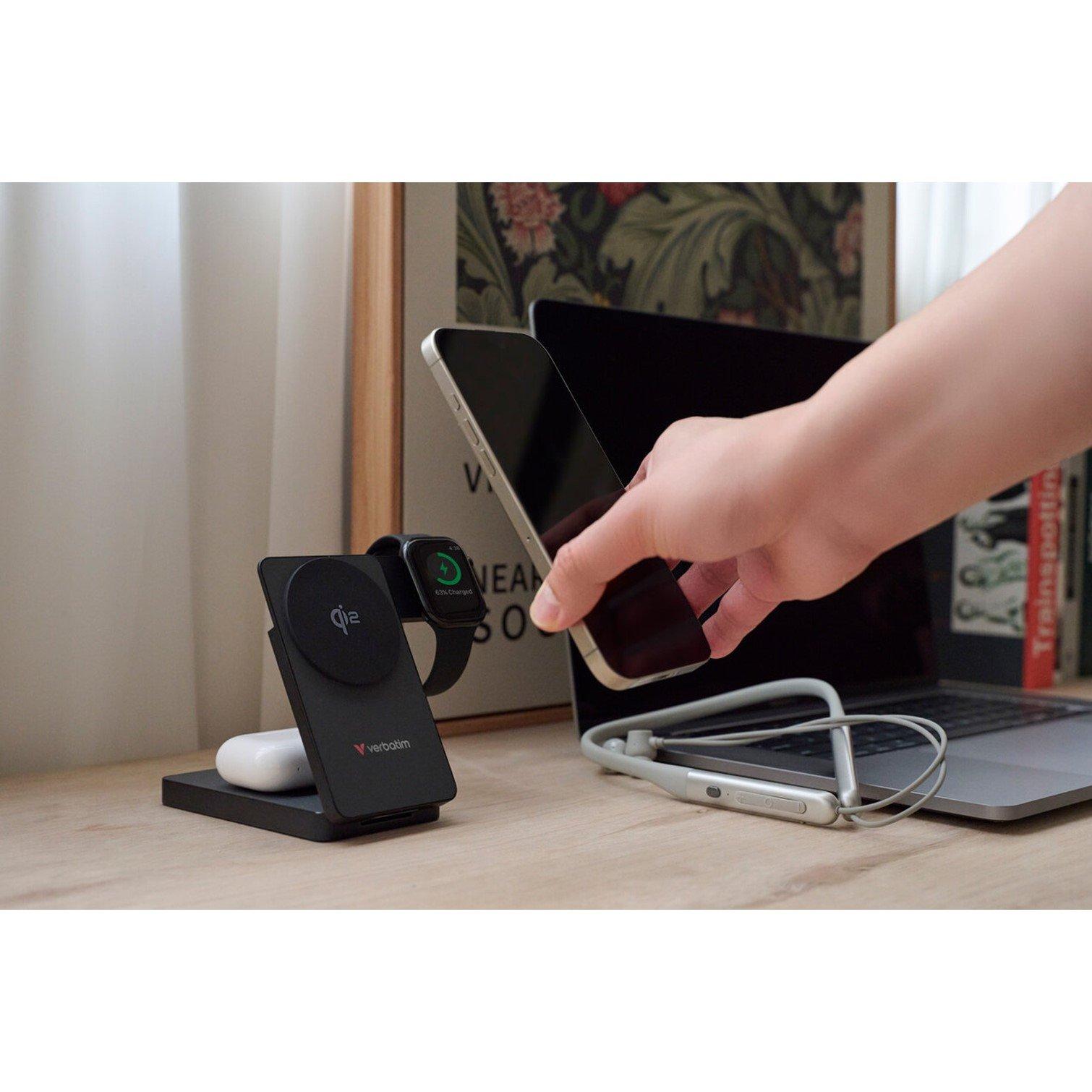 Black - Verbatim - Verbatim Charge ‘n’ Go 5000mAh Qi2 Magnetic Wireless Charging Power Bank - 3