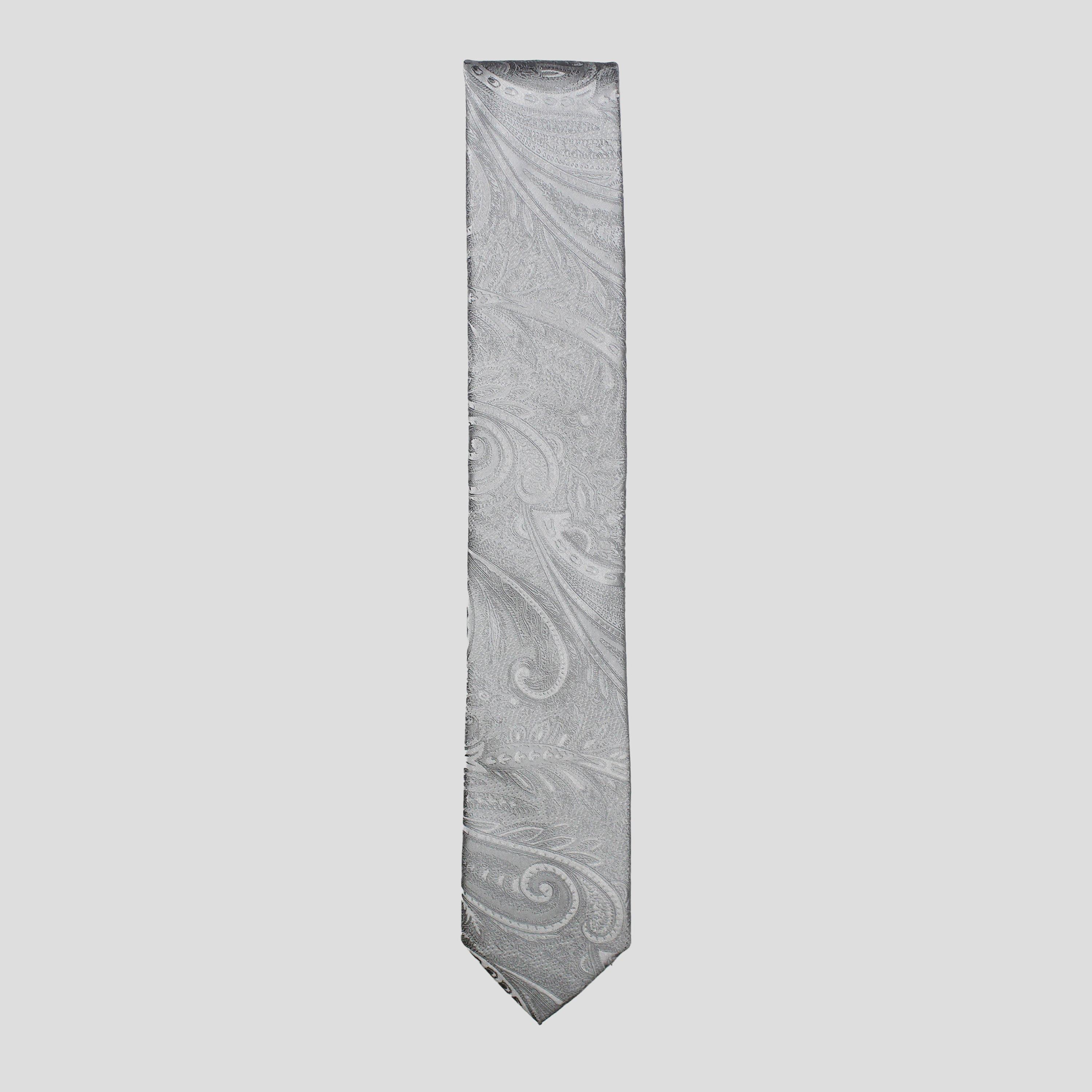Silver - Twisted Tailor - Shriever Paisley Tie Set - 2
