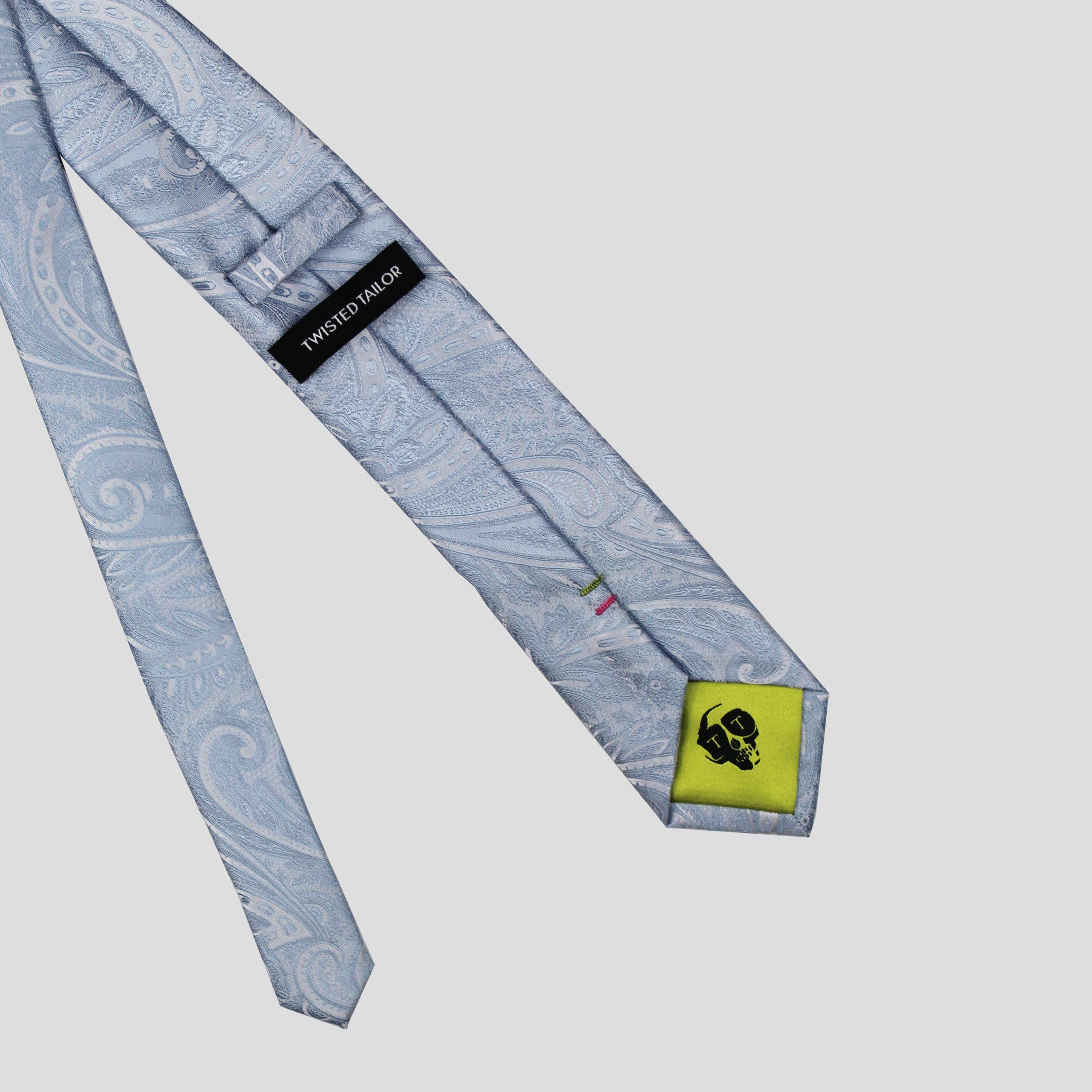 Light Blue - Twisted Tailor - Shriever Paisley Tie Set - 4