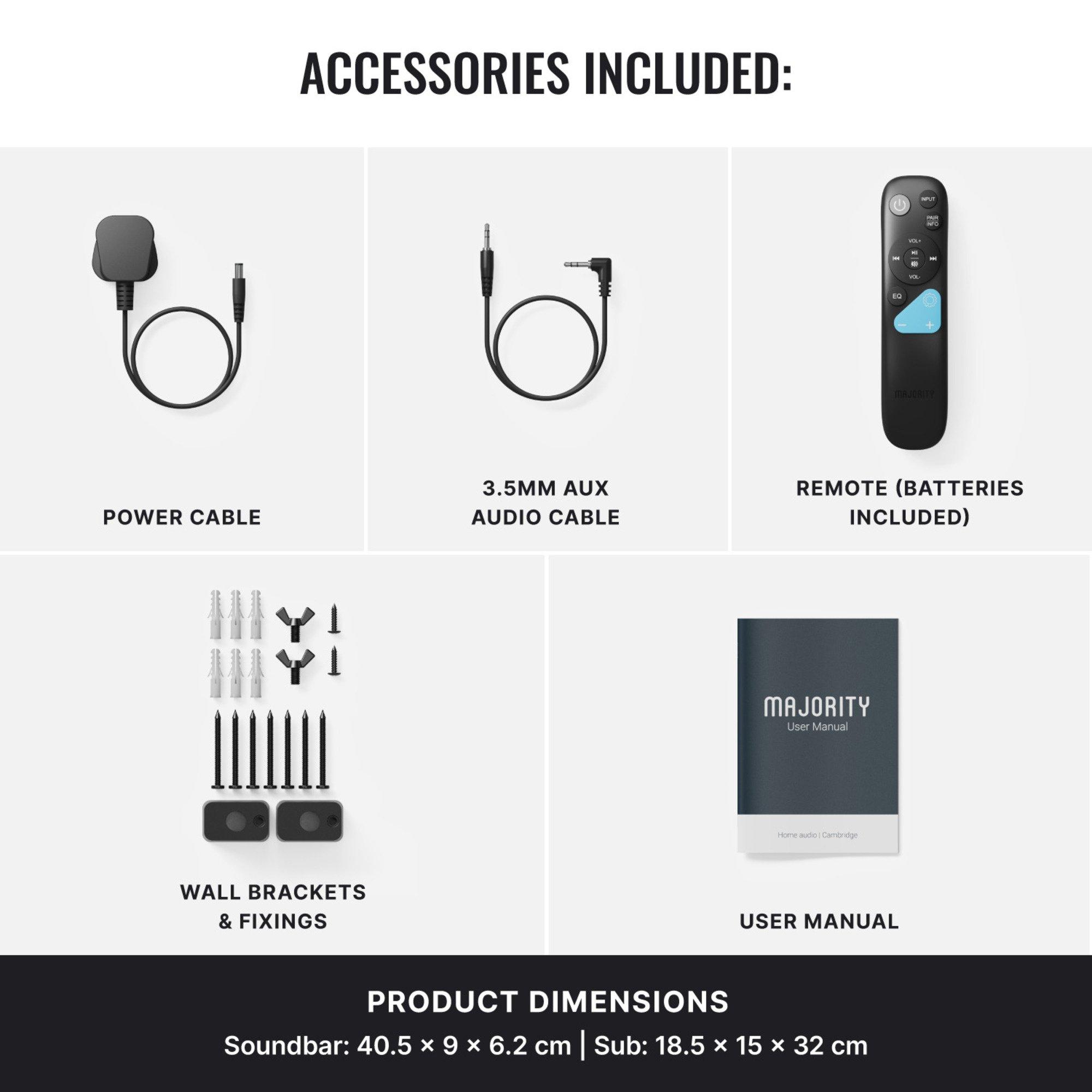 Black - MAJORITY - Majority Bowfell Axis 2.1 Soundbar - 7