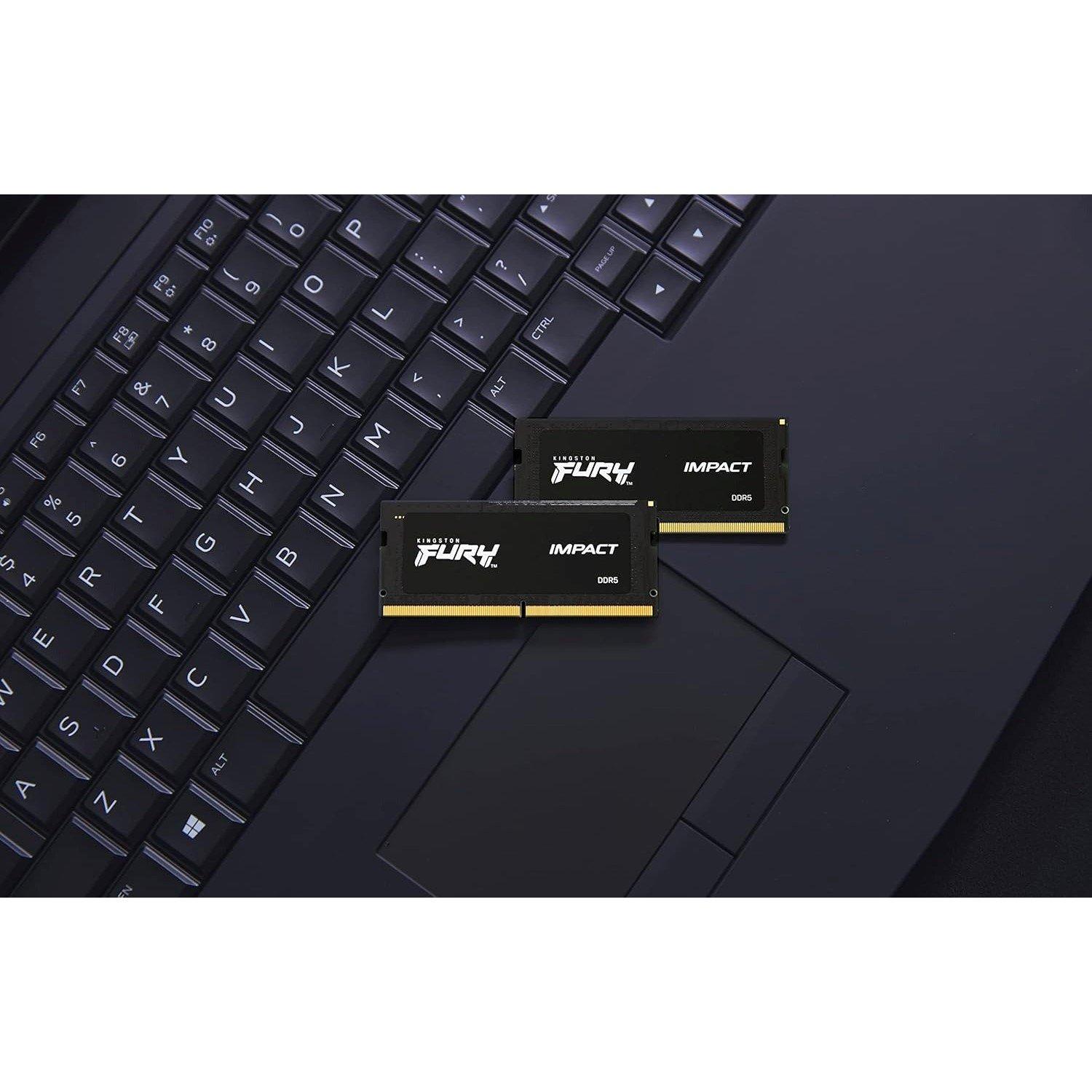 Black - Kingston Technology - FURY Impact 16GB DDR5 5600MHz Laptop RAM for Gaming - 2