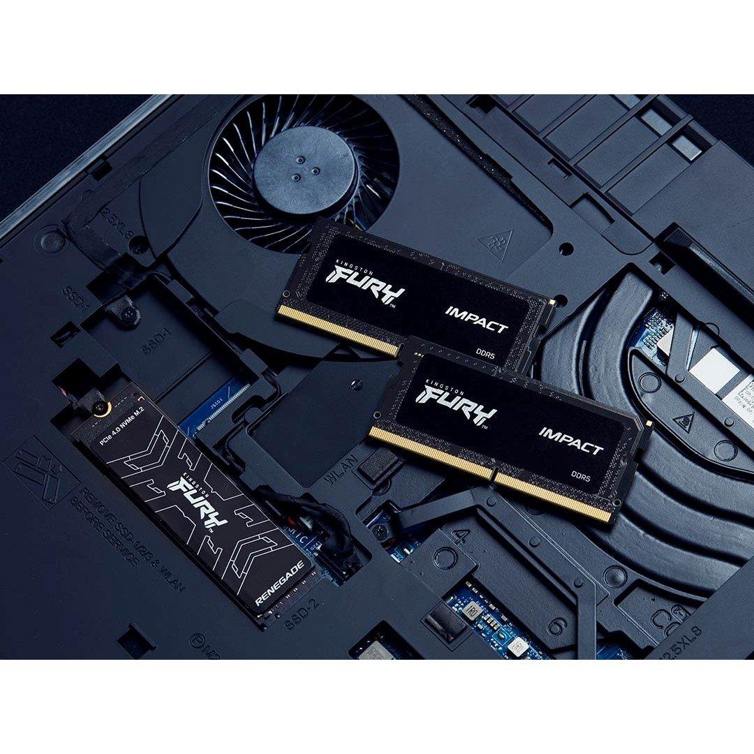 Black - Kingston Technology - FURY Impact 16GB DDR5 5600MHz Laptop RAM for Gaming - 3
