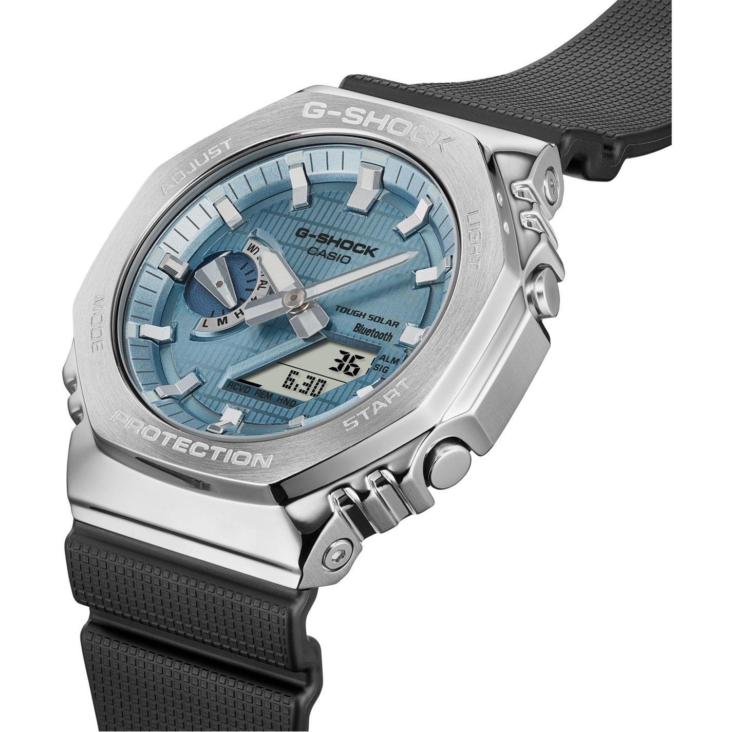 Blue/Silver - G Shock - Men's Bluetooth Solar Stainless Steel Digital Watch - 2