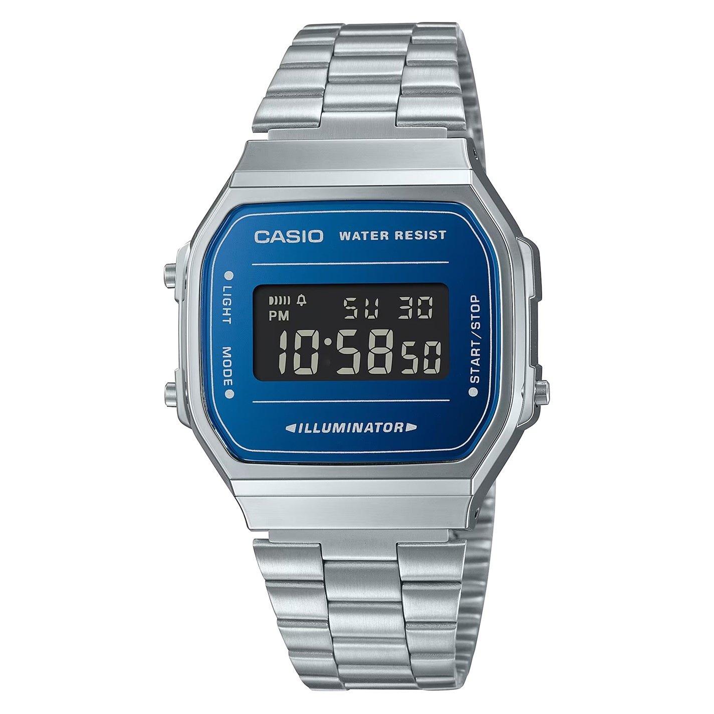 Casio  Adults Digital Watch - Silver/Blue - 38.6 MM