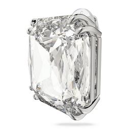 Swarovski Mesmera clip earring, Single, Octagon cut, White, Rhodium plated