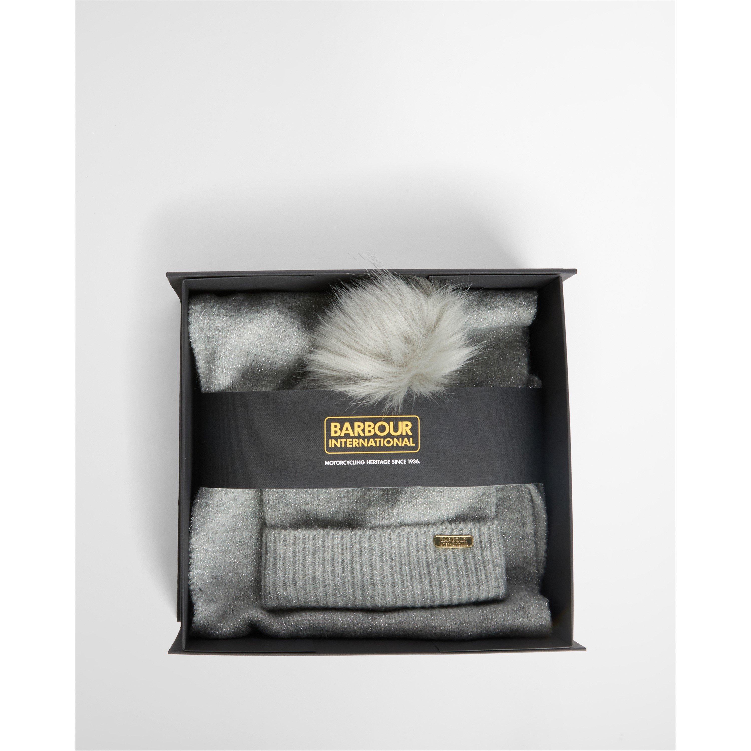 Grey Marl AW24 - Barbour International - Sparkle Beanie & Scarf Gift Set - 9