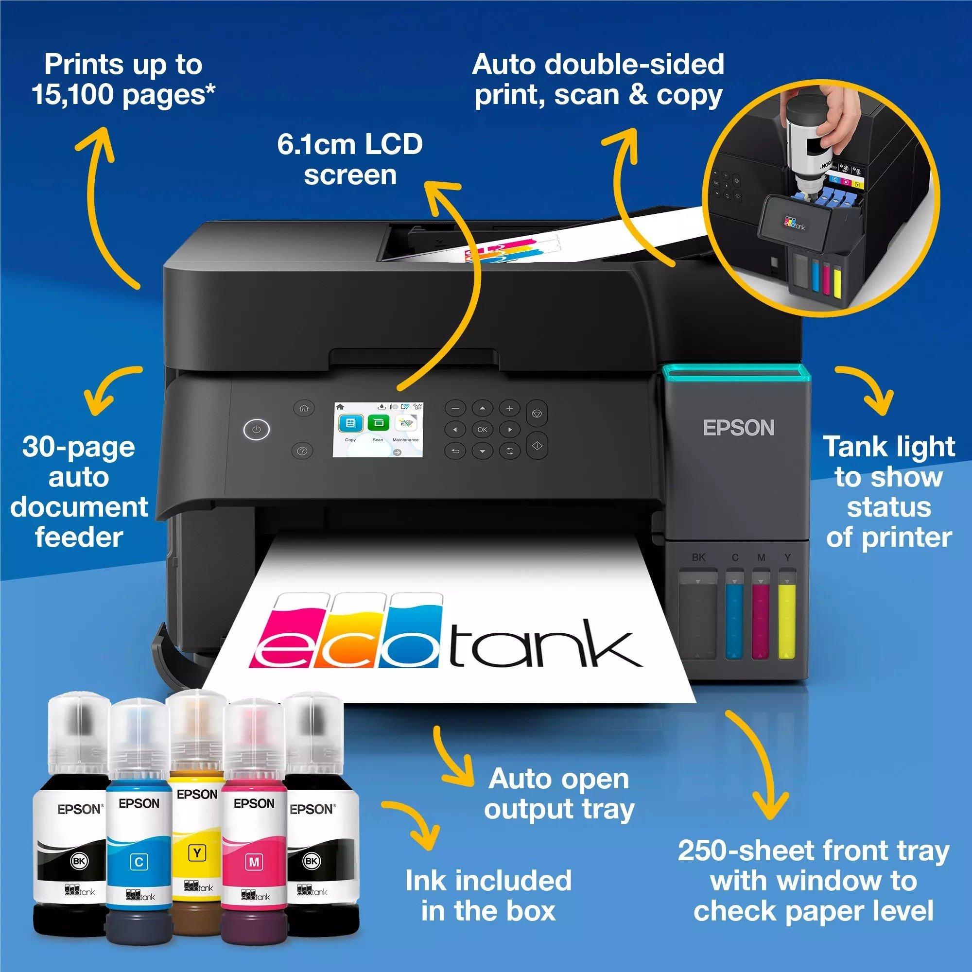 Schwarz - Epson - EcoTank ET-3950 A4 Multifunction Wi-Fi Ink Tank Printer With Up To 3 Years Of Ink Included - 8