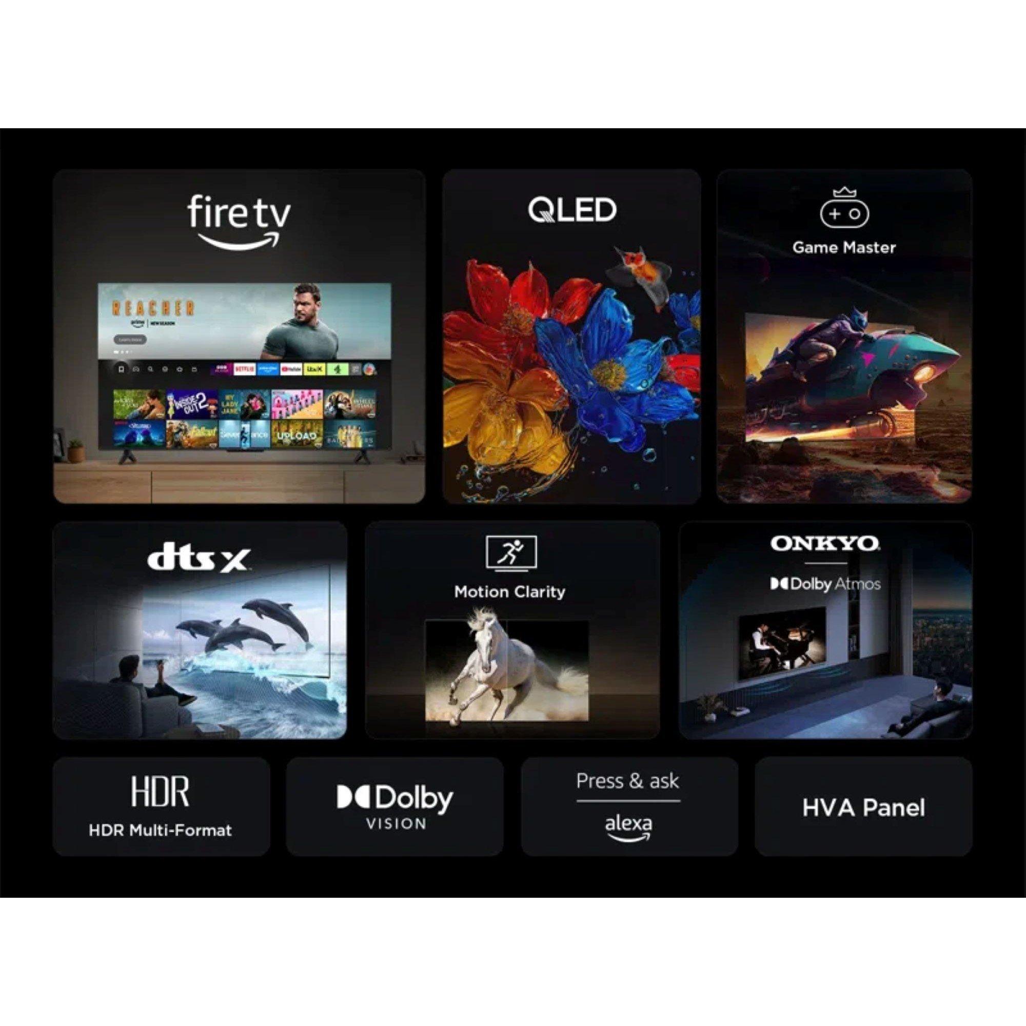 Black - TCL - TCL T6C-UK 65 inch QLED 4K HDR 10+ Dolby Vision & Atmos Smart Fire TV - 5