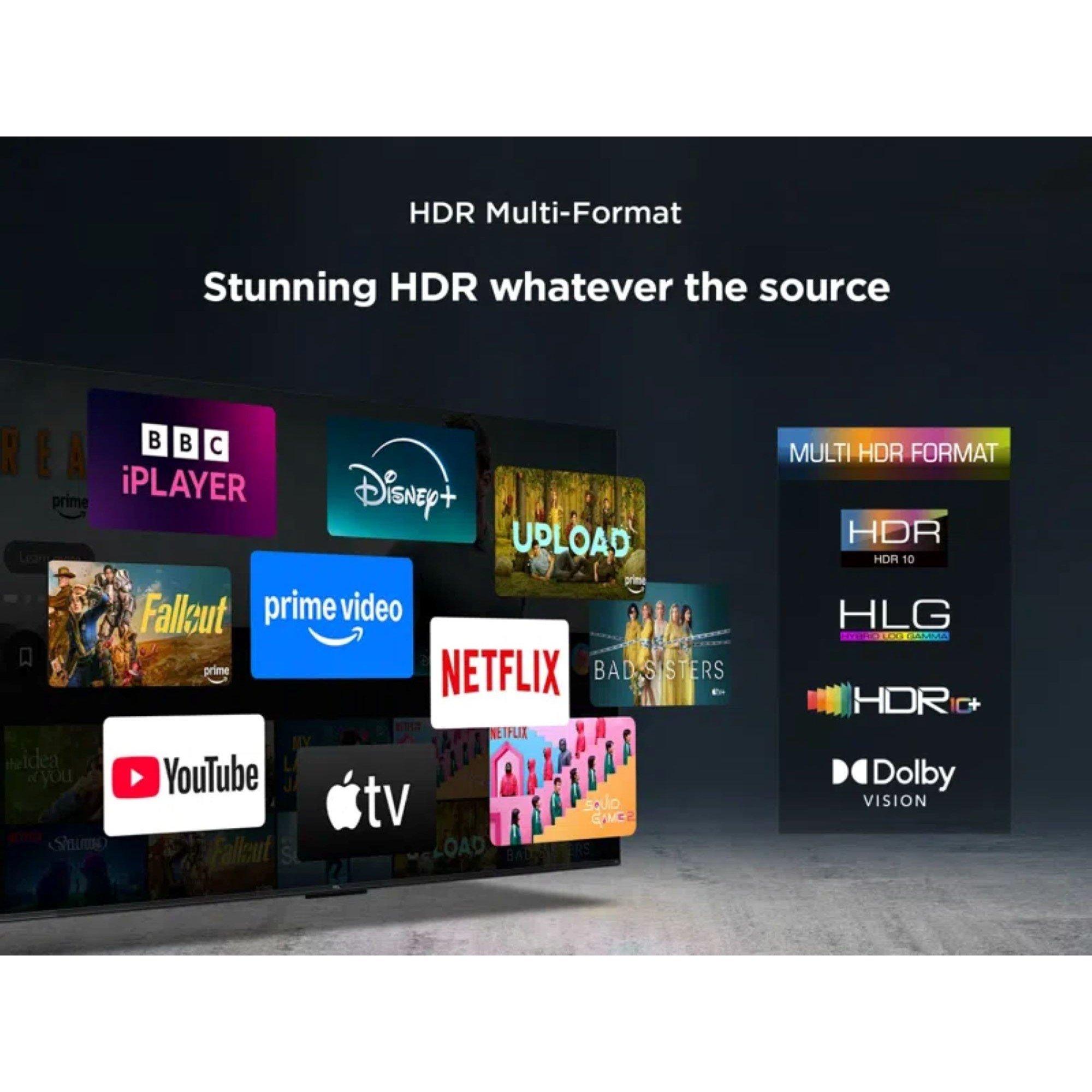 Black - TCL - TCL T6C-UK 65 inch QLED 4K HDR 10+ Dolby Vision & Atmos Smart Fire TV - 9