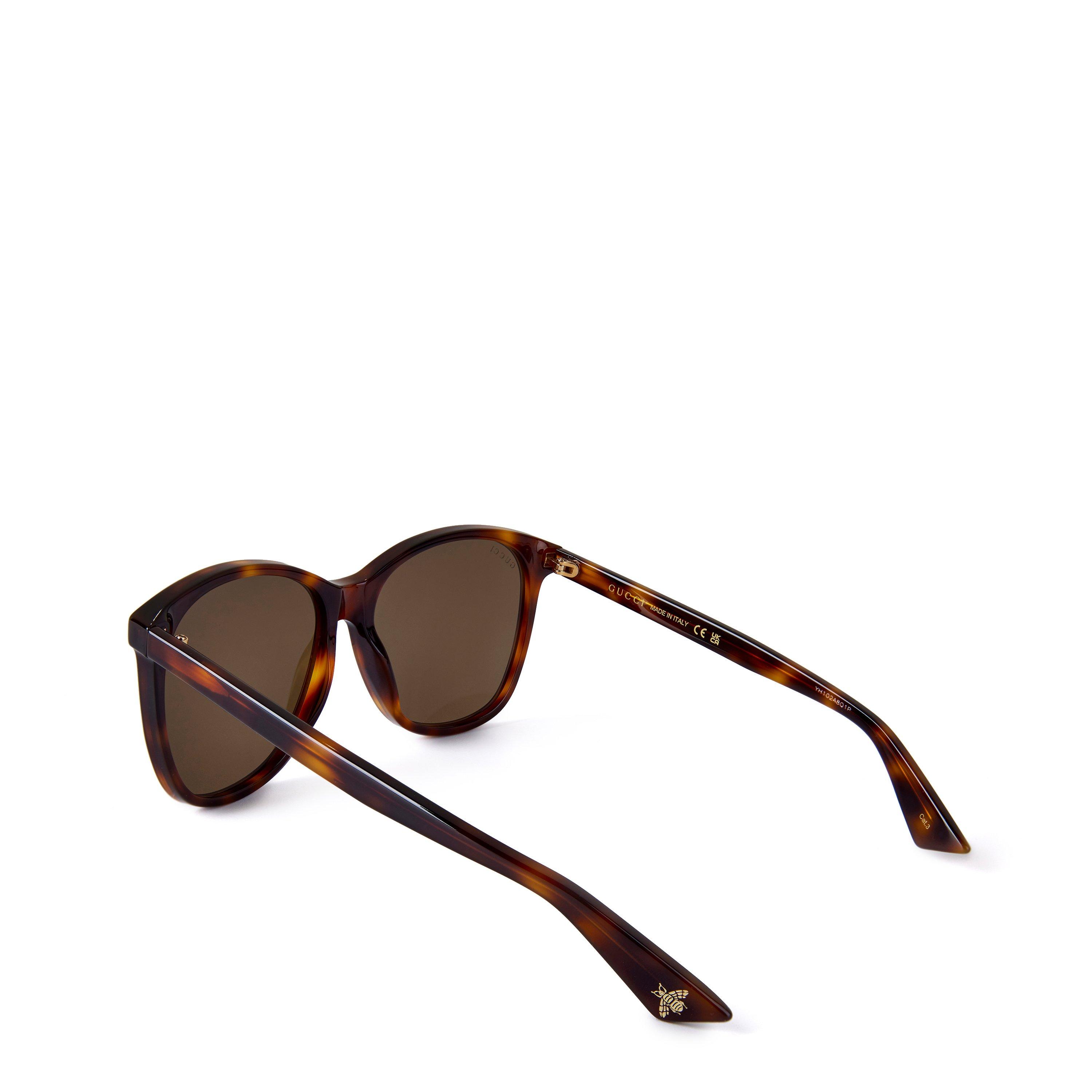 Havana Brown - Gucci - Women's Havana Oversized Acetate Round Sunglasses - 7