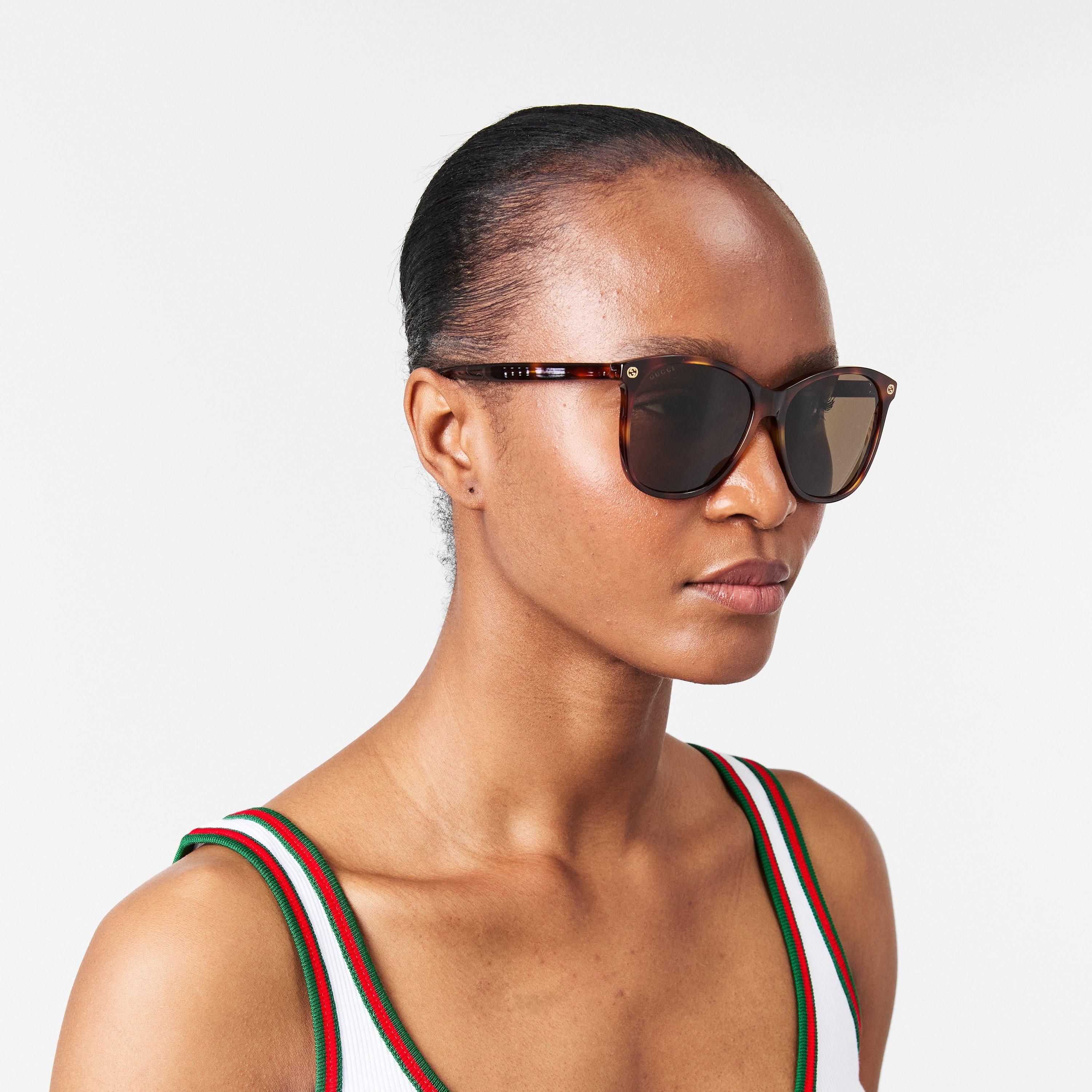 Havana Brown - Gucci - Women's Havana Oversized Acetate Round Sunglasses - 3
