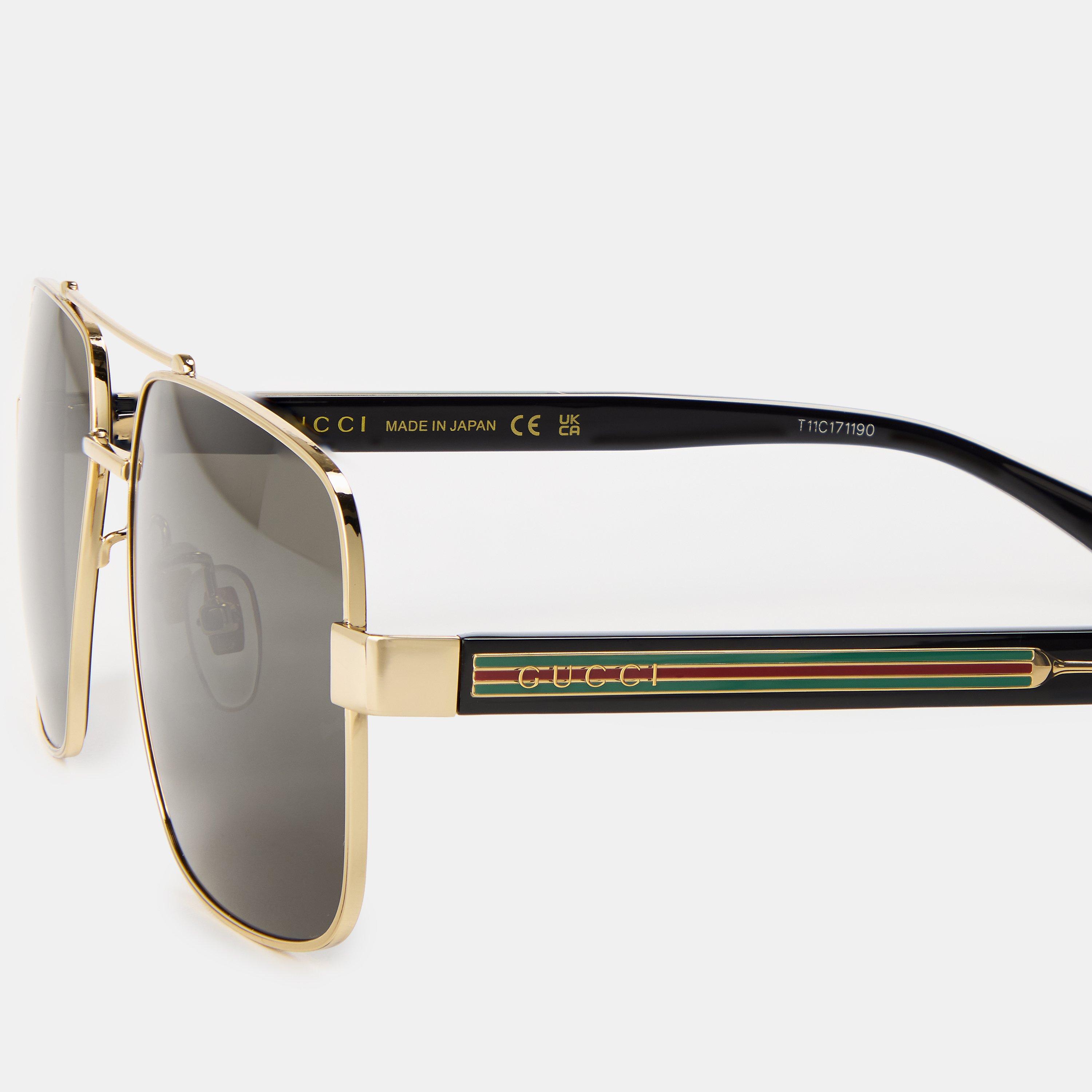 Gold - Gucci - Men's Web Aviator Sunglasses - 4