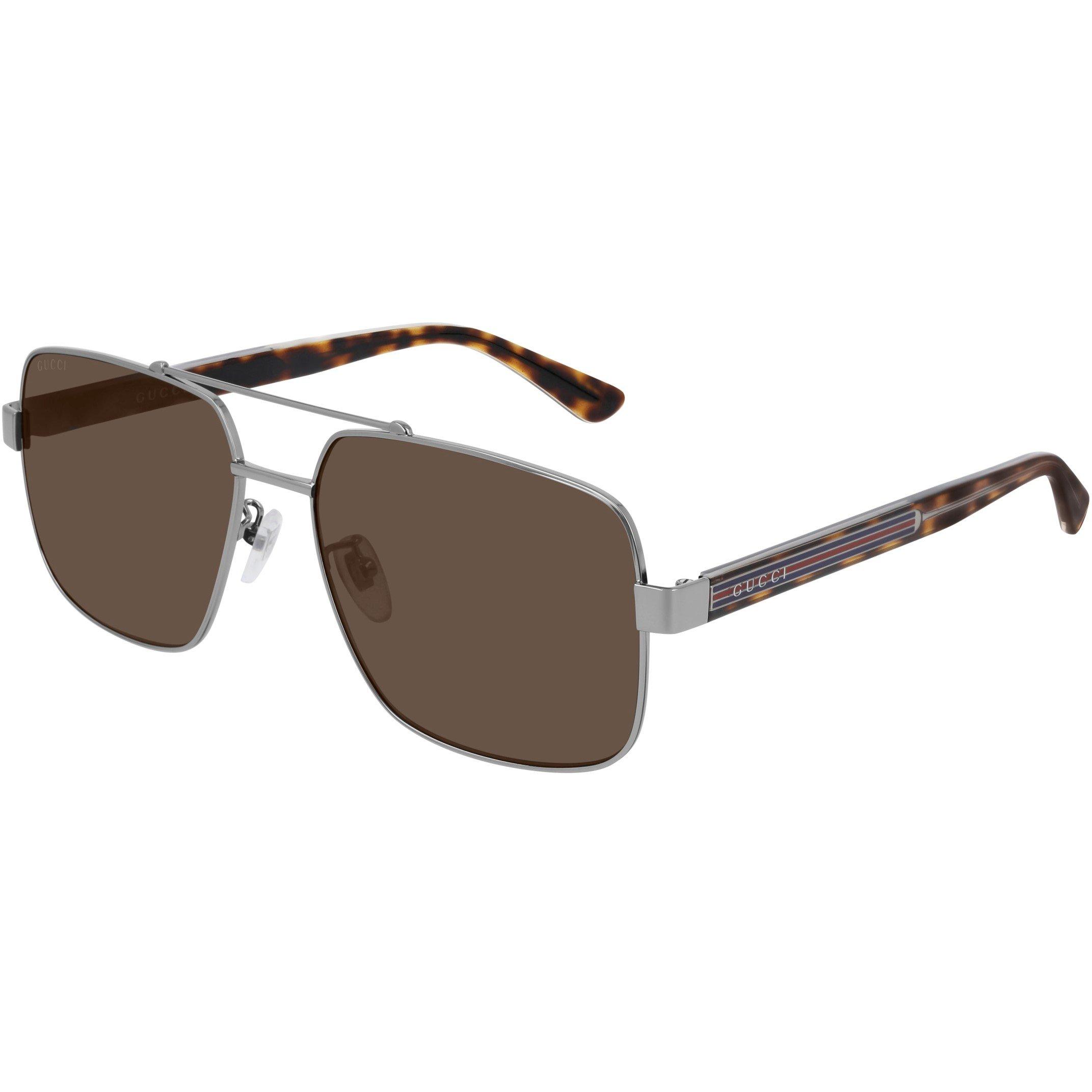 Gucci Men's Web Aviator Sunglasses - Silver/Brown