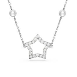 Swarovski Stella necklace, Star, White, Rhodium plated