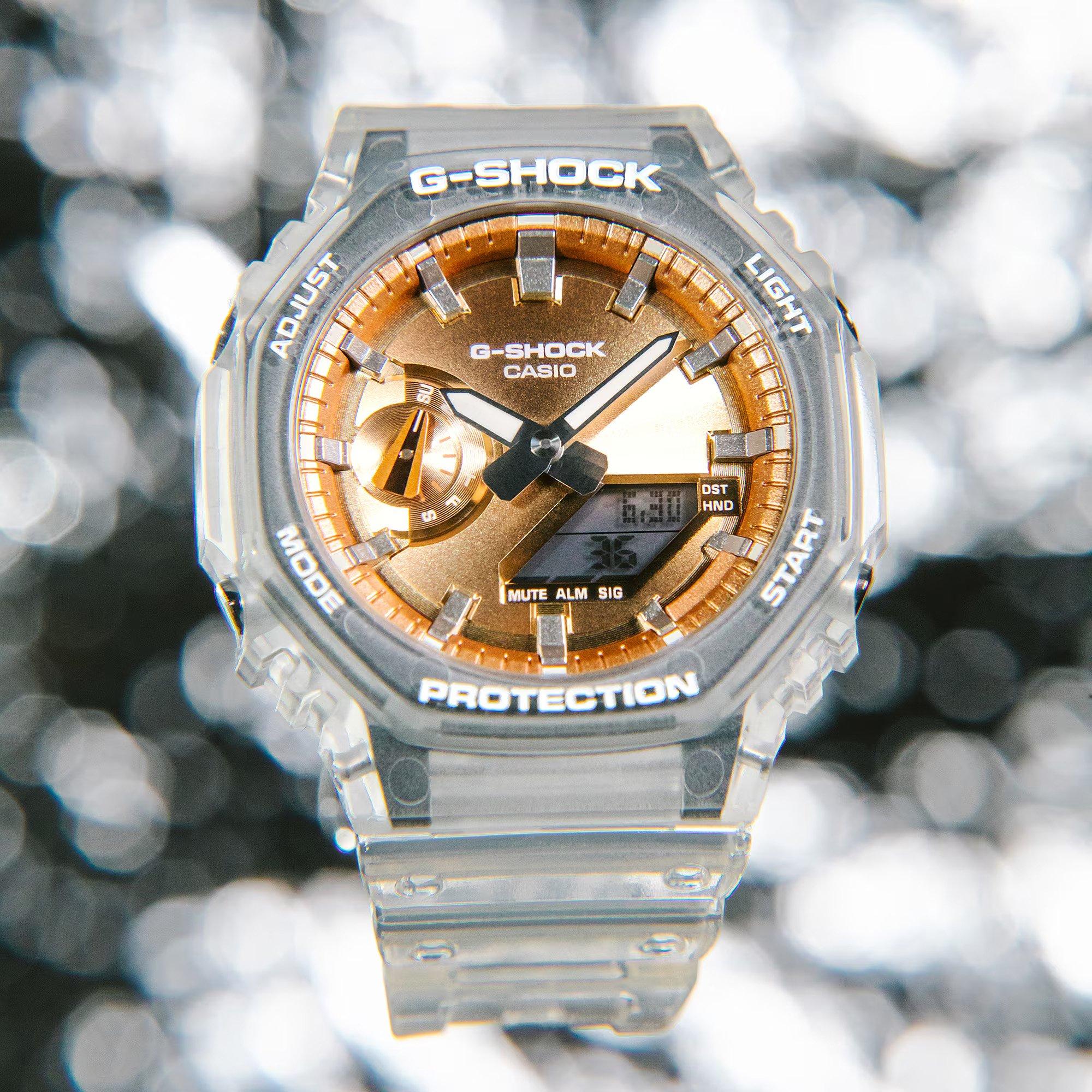 Clear/Rose Gold - G Shock - Men's GA-2100BM Octagonal Quartz Water Resistant Digital Watch - 4
