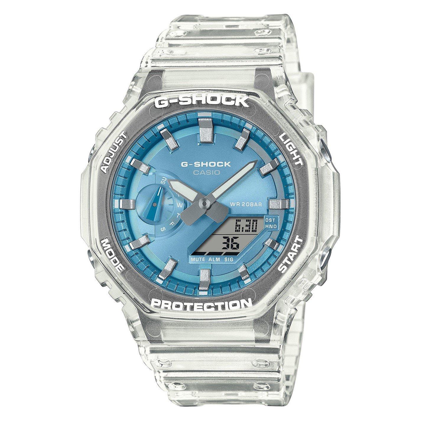 G Shock Men's Pale Blue Ga-2100Bm Octagonal Quartz Water Resistant Digital Watch - 48.5 × 45.4 × 11.8 mm