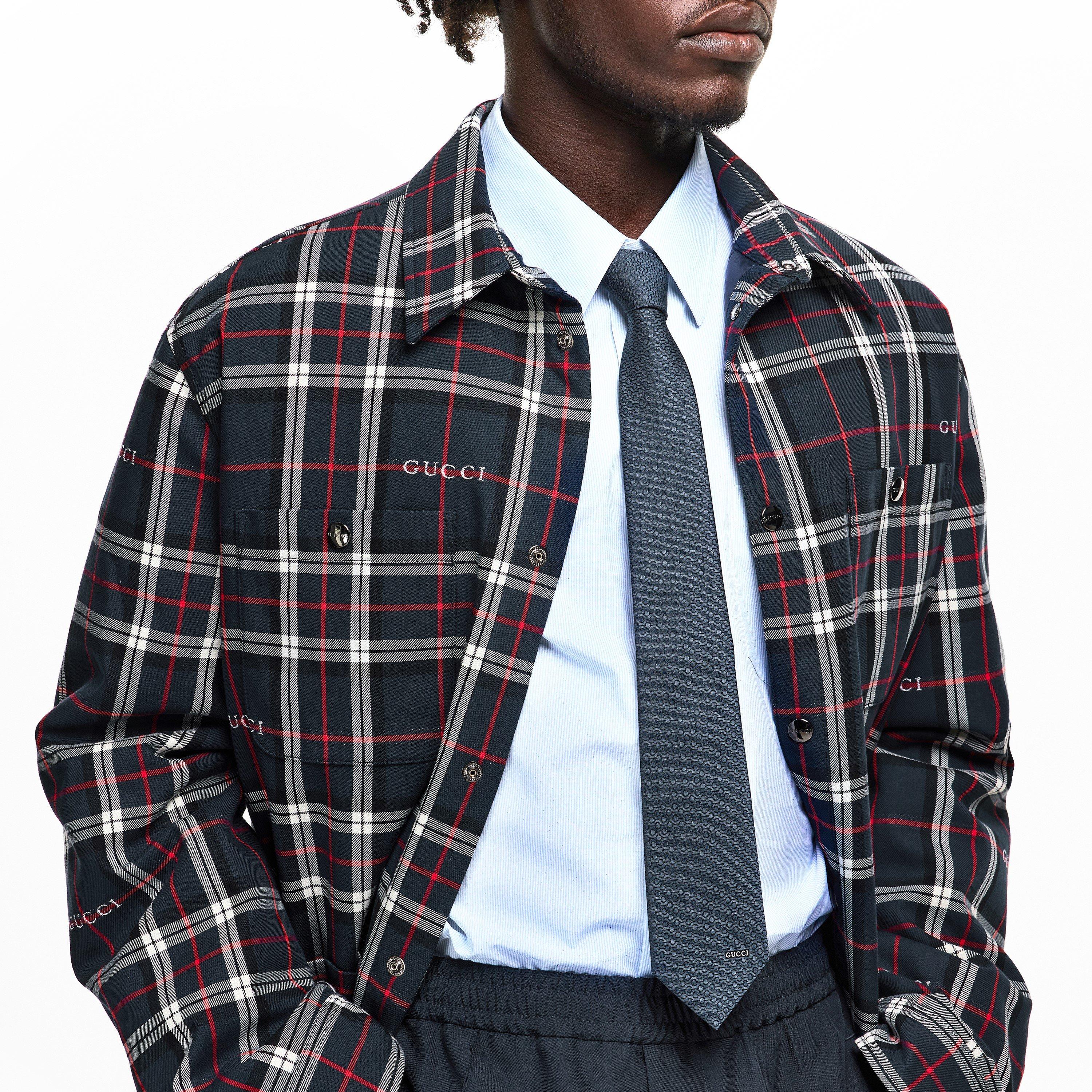 Navy - Gucci - Men's Logo Tie - 3