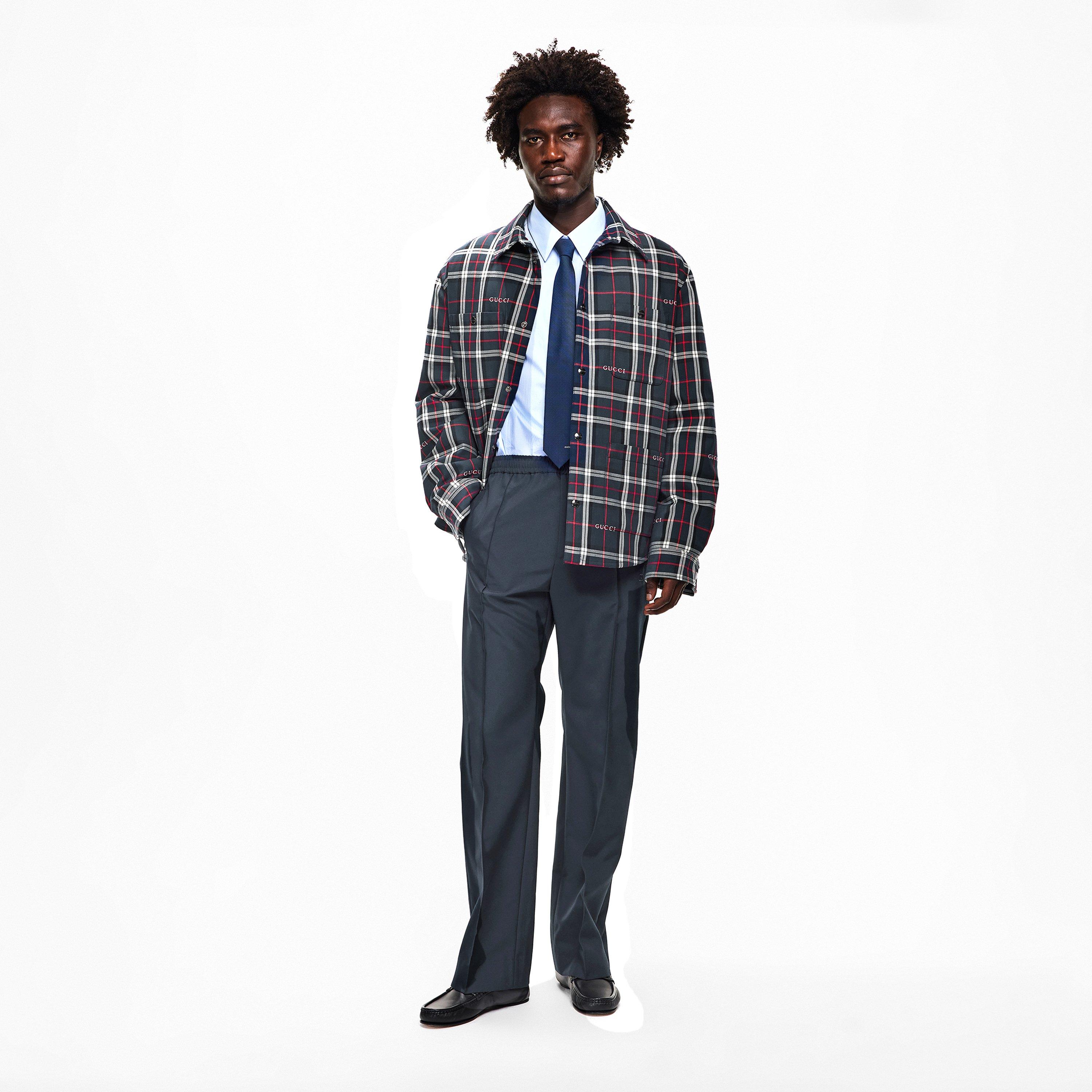 Navy - Gucci - Men's Logo Tie - 4