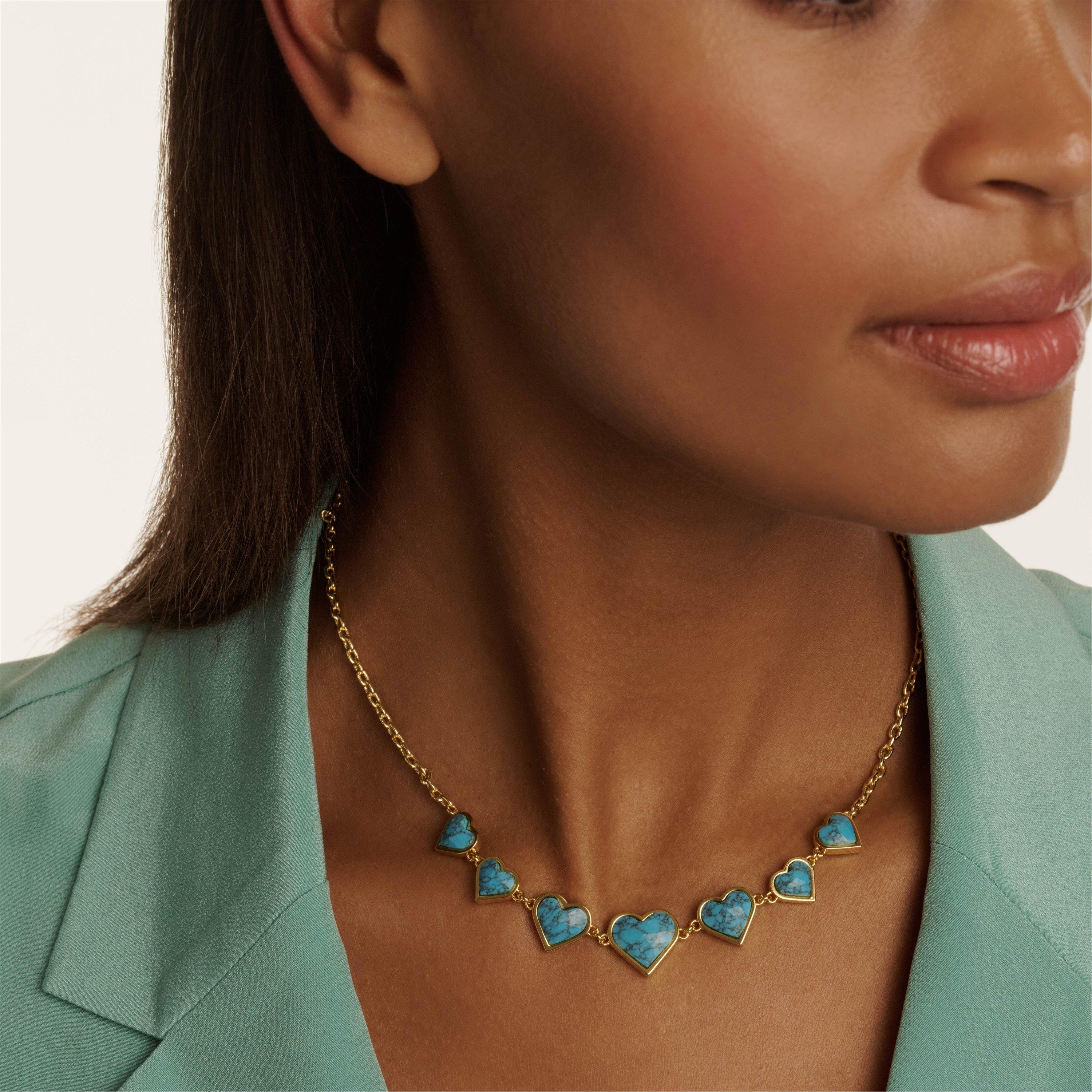 Gold/Turq - Ted Baker - Women's Farah Chain Necklaces - 3