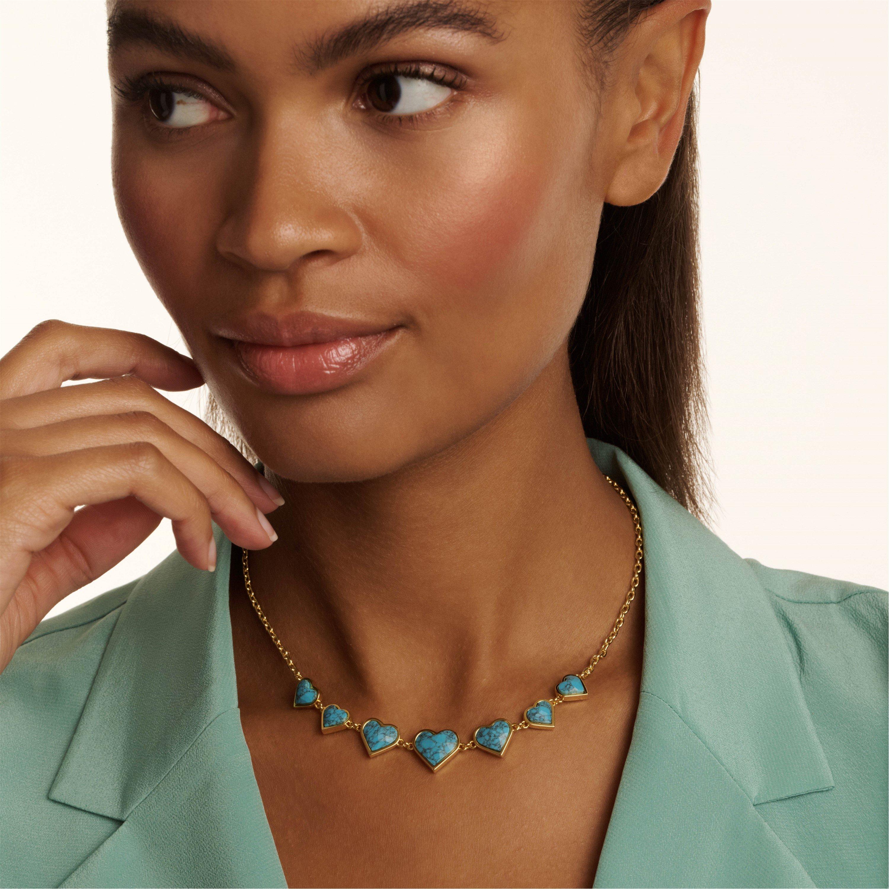 Gold/Turq - Ted Baker - Women's Farah Chain Necklaces - 4