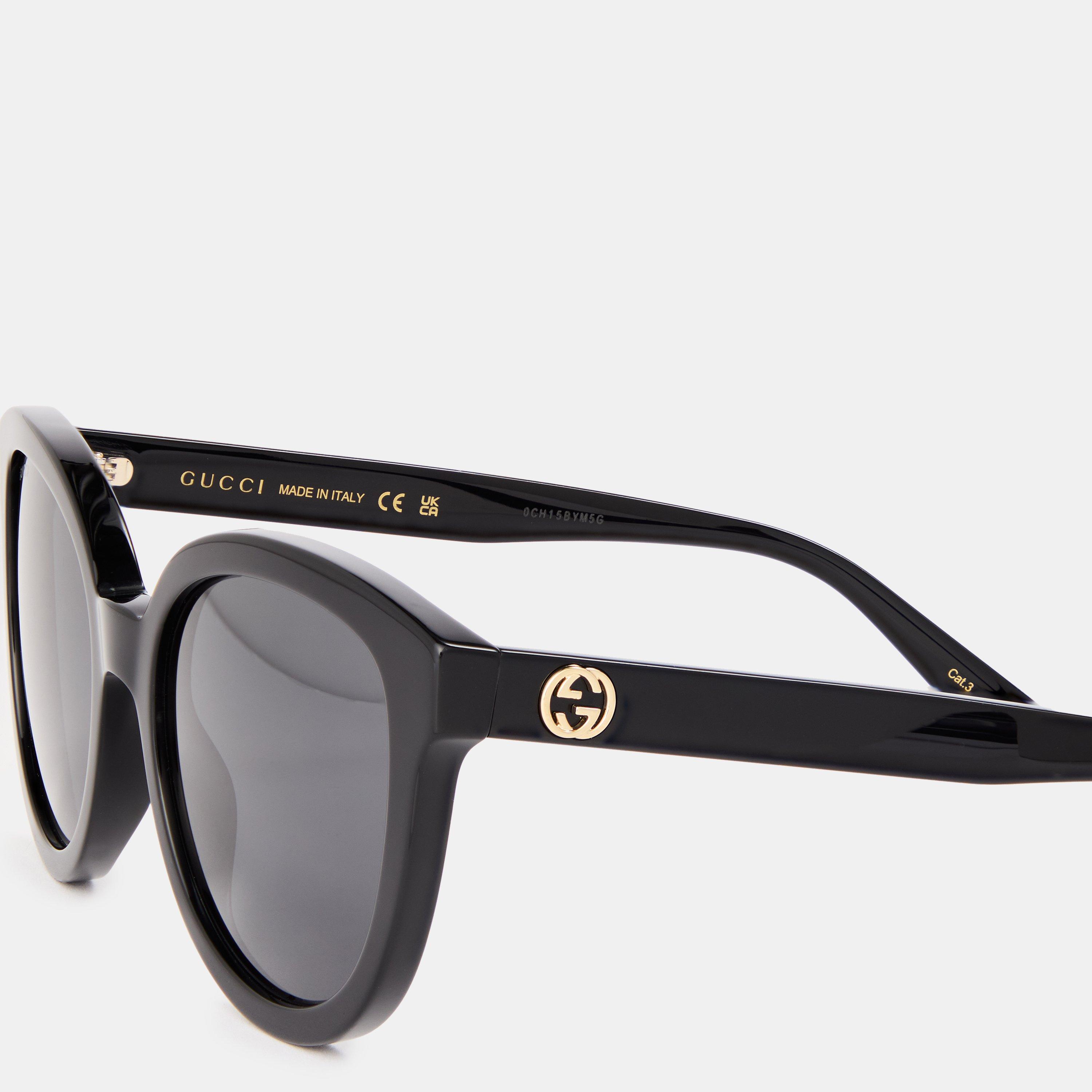 Black - Gucci - Oval Sunglasses - 4