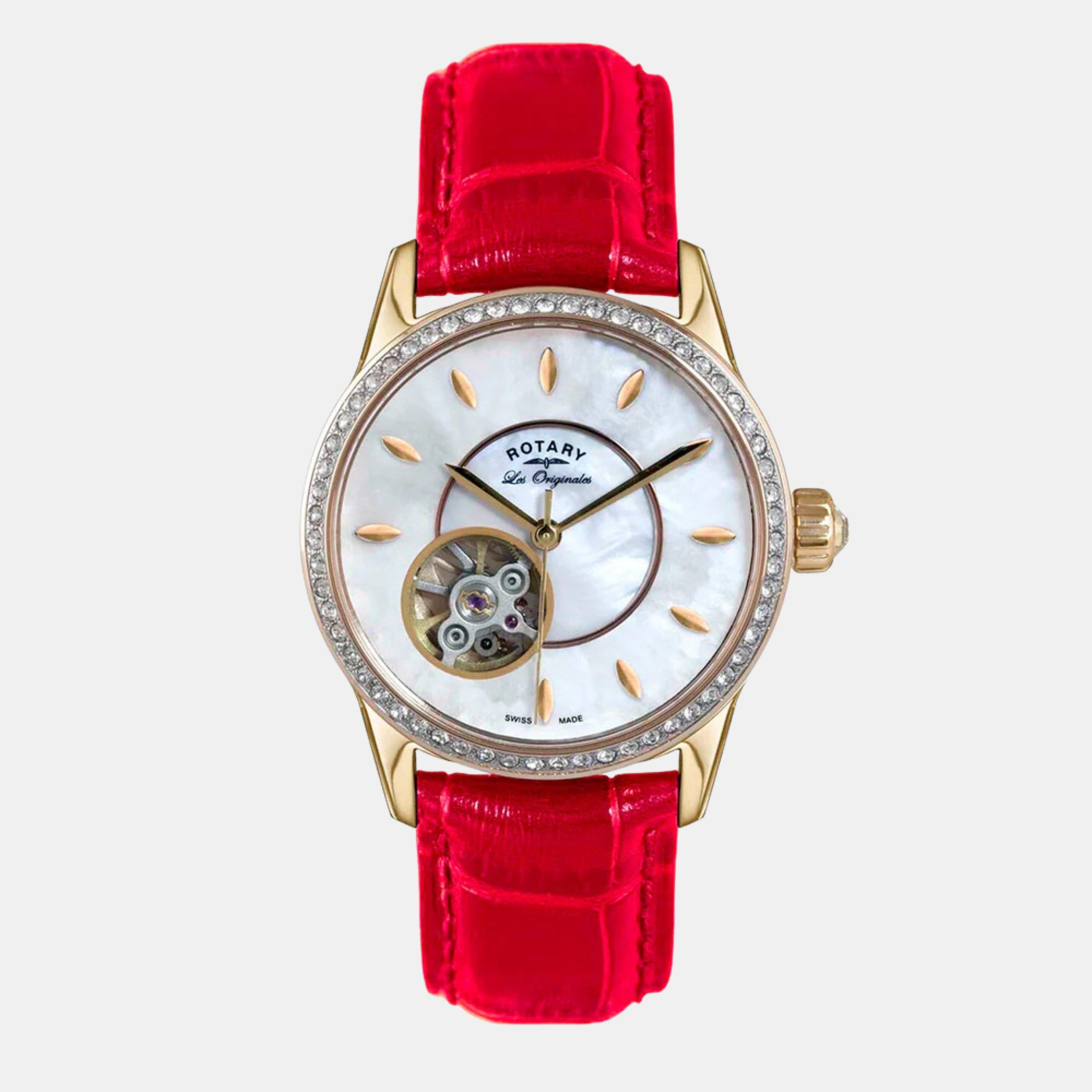Red - Rotary - Women's Swiss Quartz Stainless Steel Mineral Crystal Analogue Quartz Watch - 1