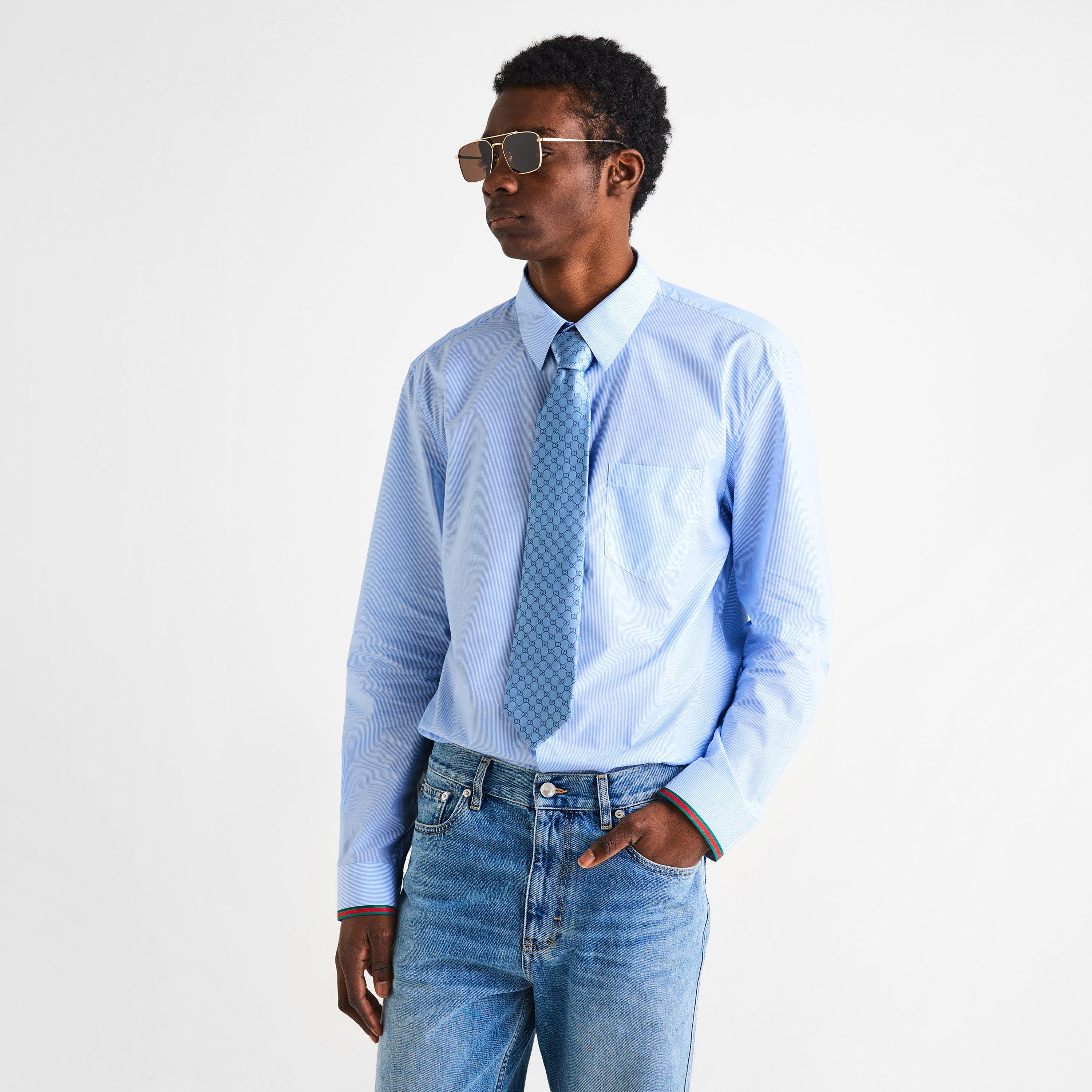 Sky Blue - Gucci - Mens GG Silk Tie - 3